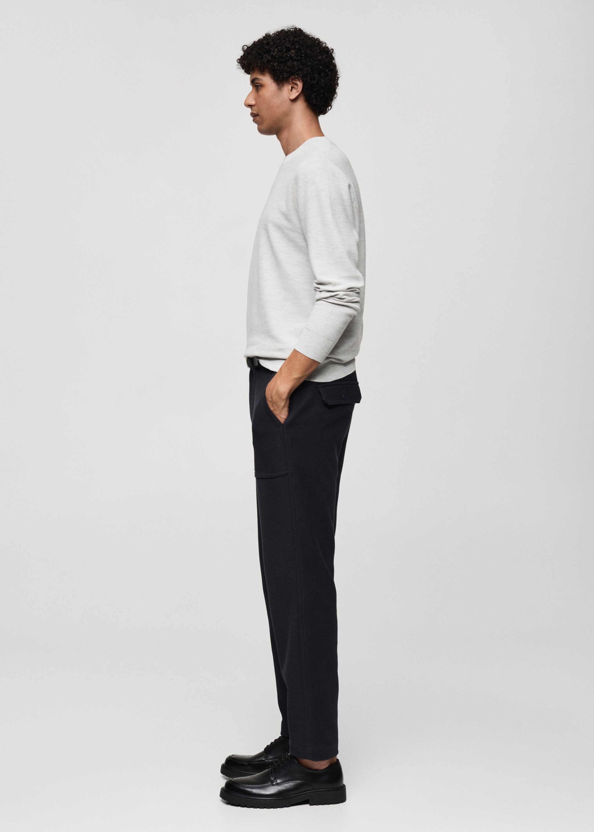 Fine-knit cotton sweater - Details of the article 2, Light Heather Grey. Ref: 77034447-00.