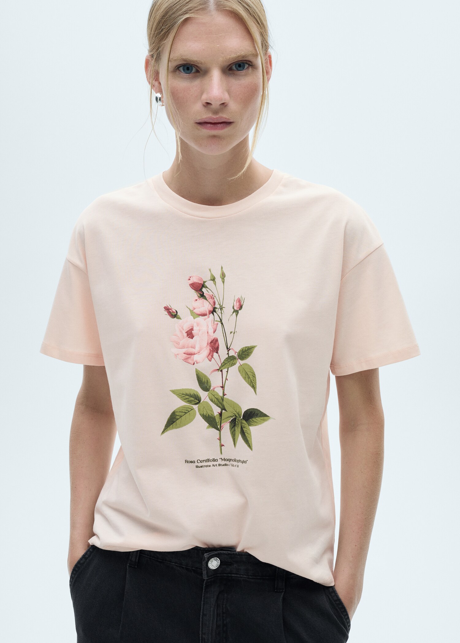 Floral-print cotton t-shirt - Medium plane
