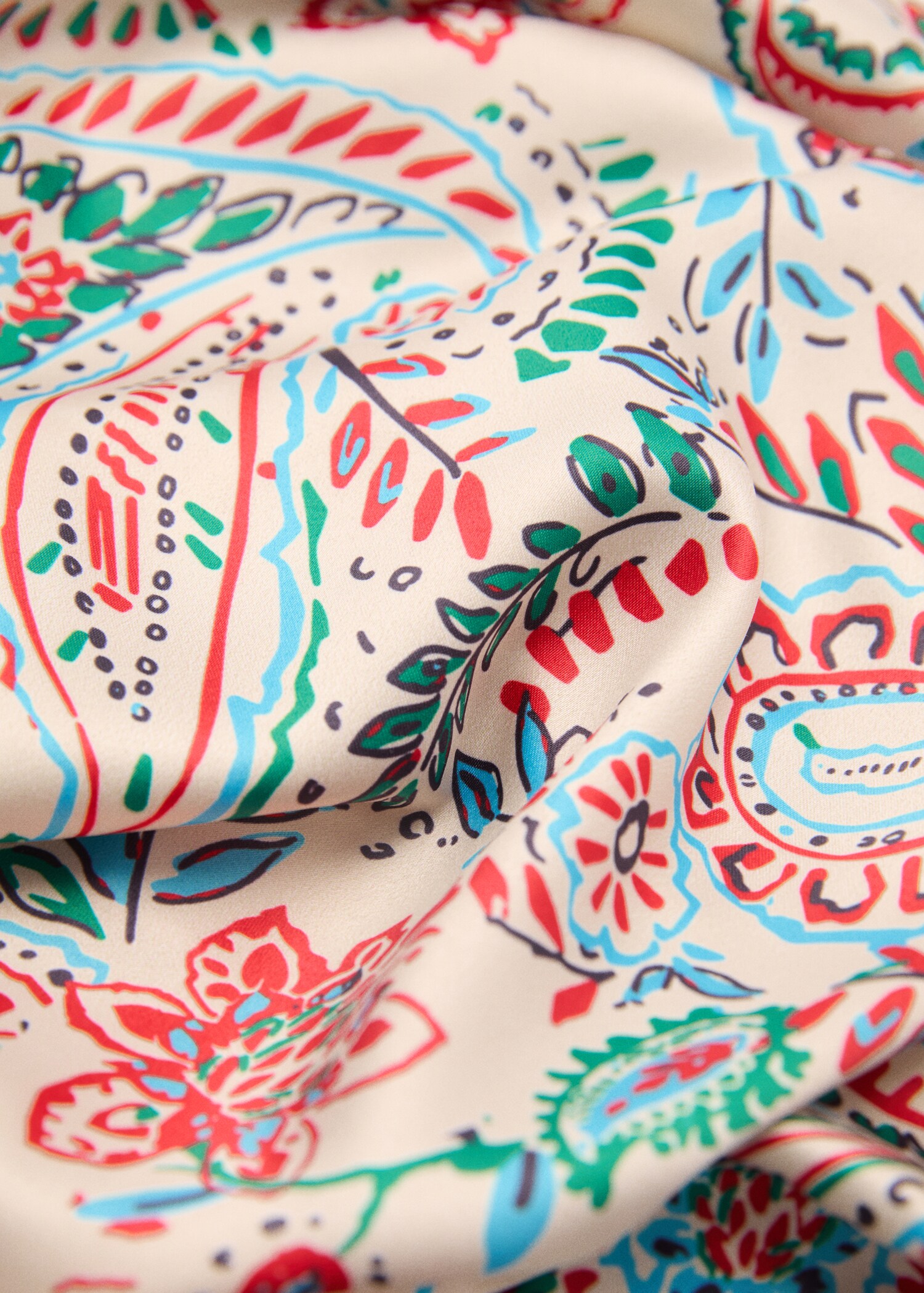 Printed satin scarf - Medium plane
