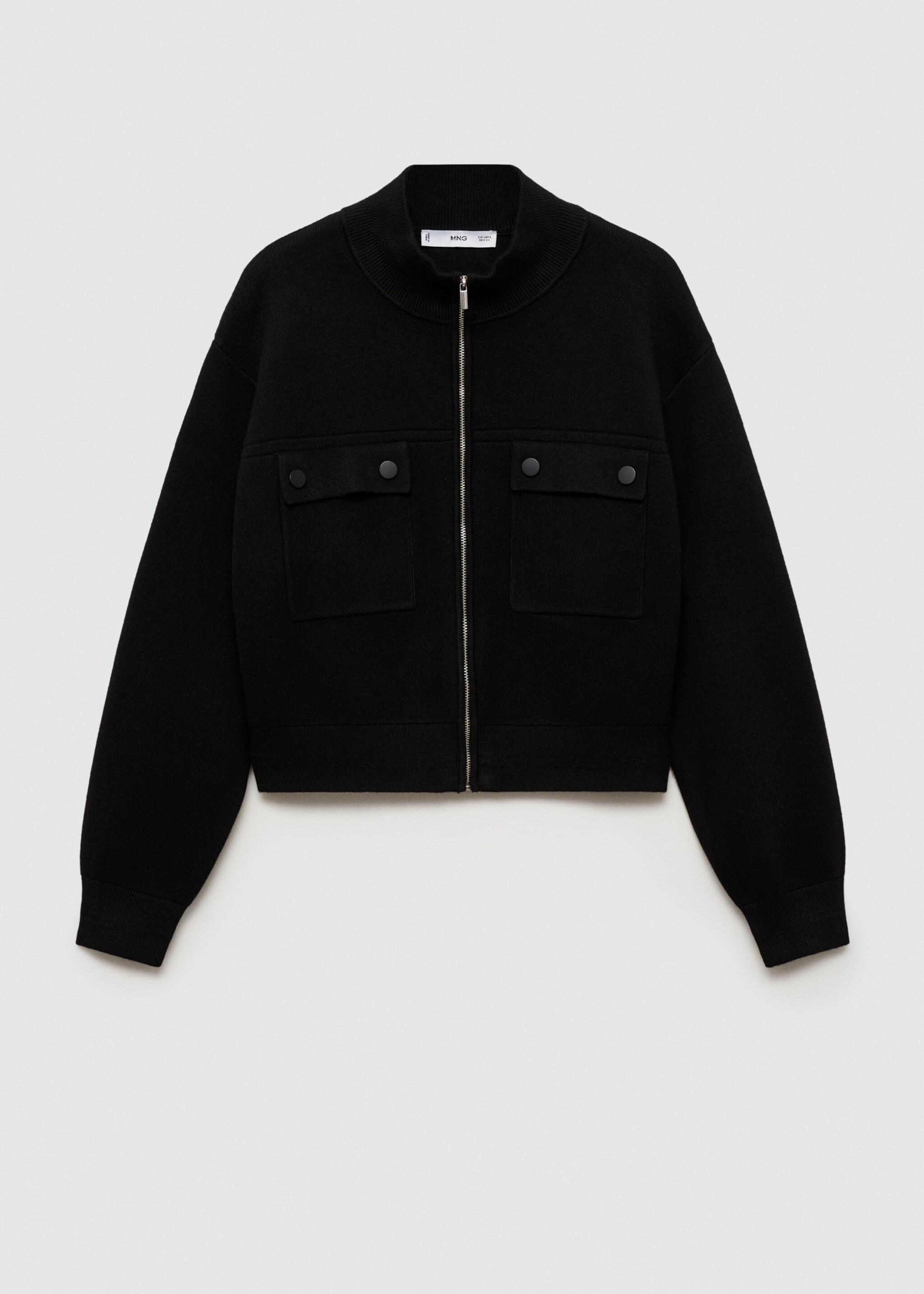 Pocket knit jacket - Article without model, Black. Ref: 77034762-00.