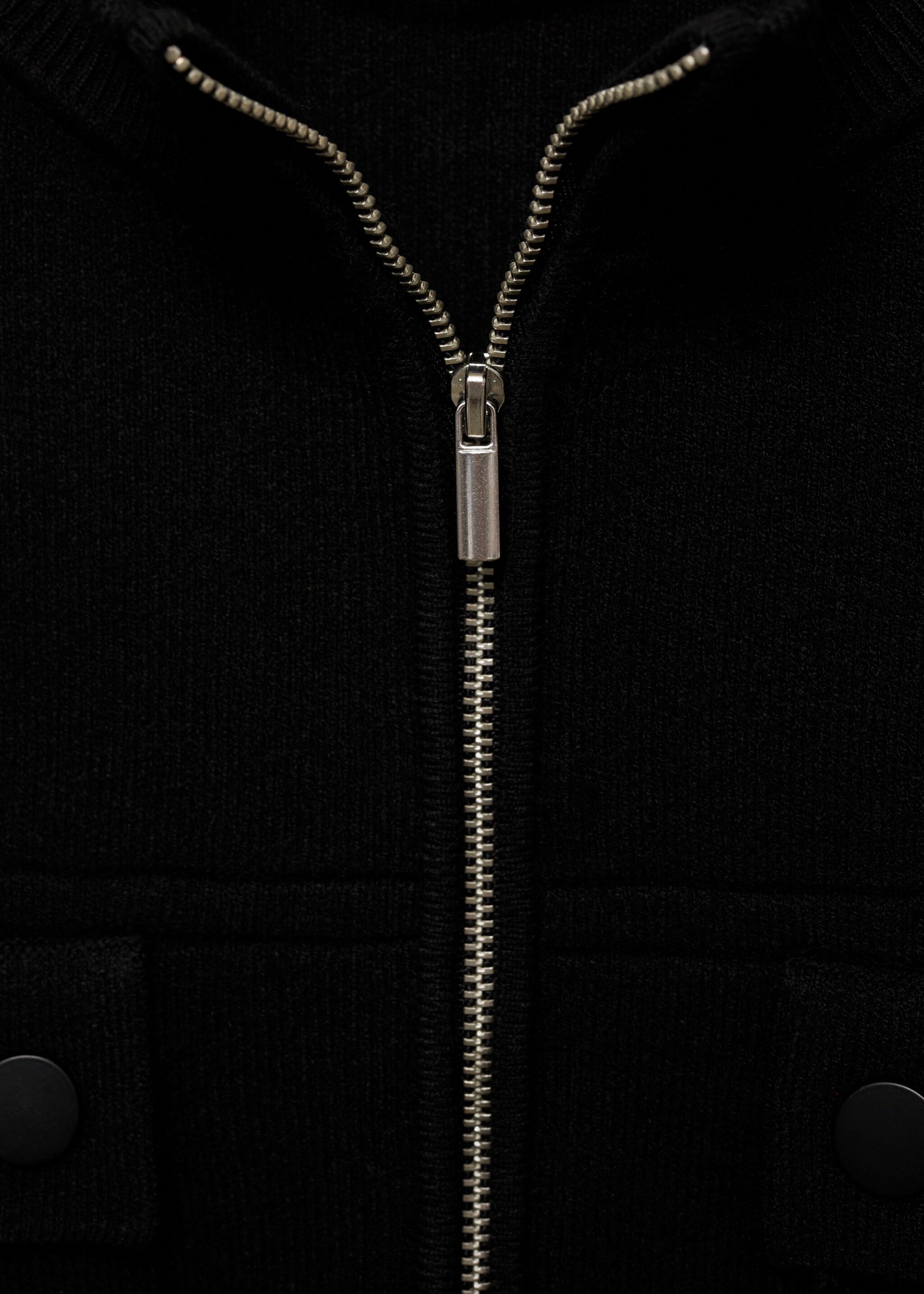 Pocket knit jacket - Details of the article 8, Black. Ref: 77034762-00.