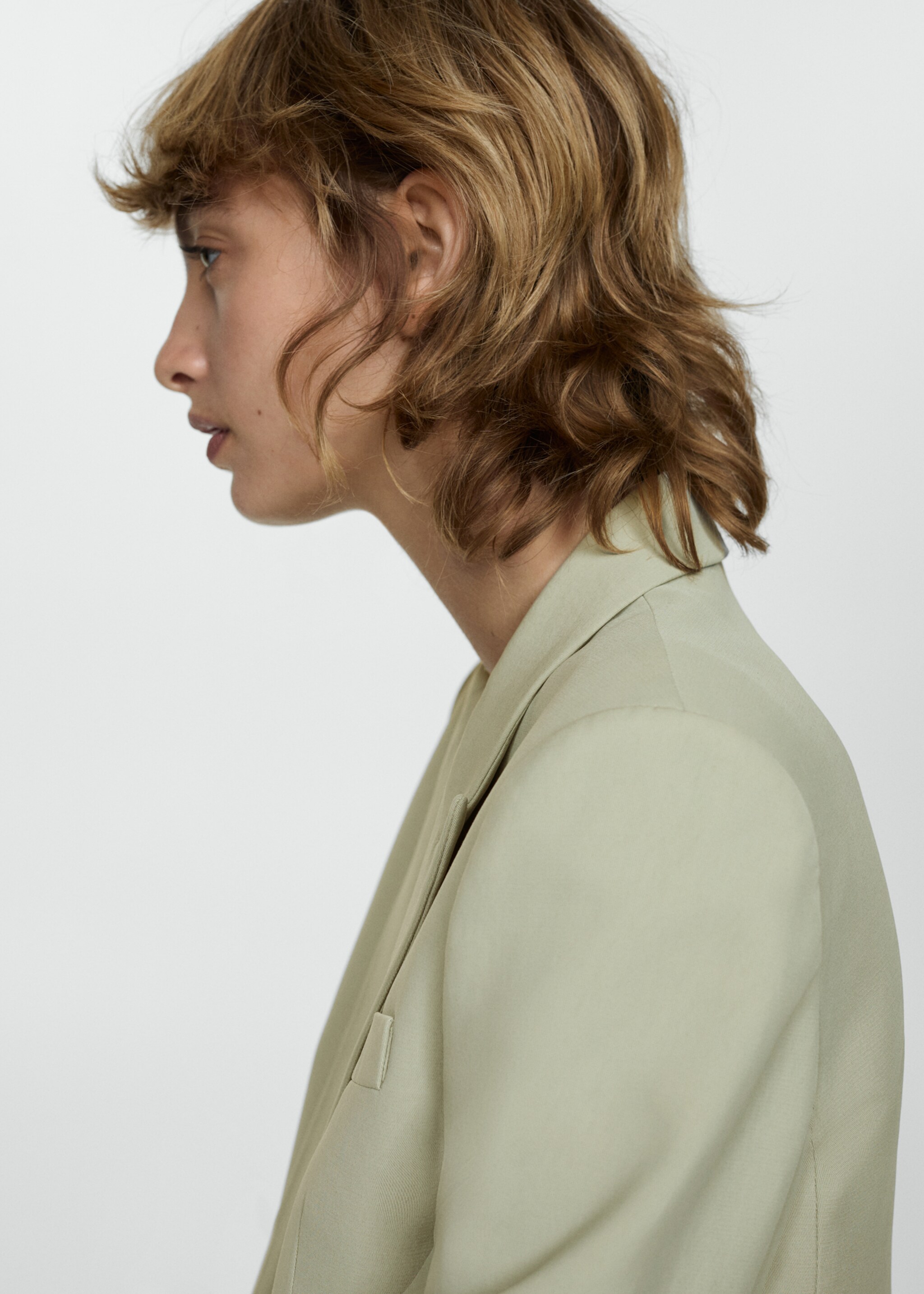 Lyocell suit jacket - Details of the article 1, Pastel Green. Ref: 77034766-00.