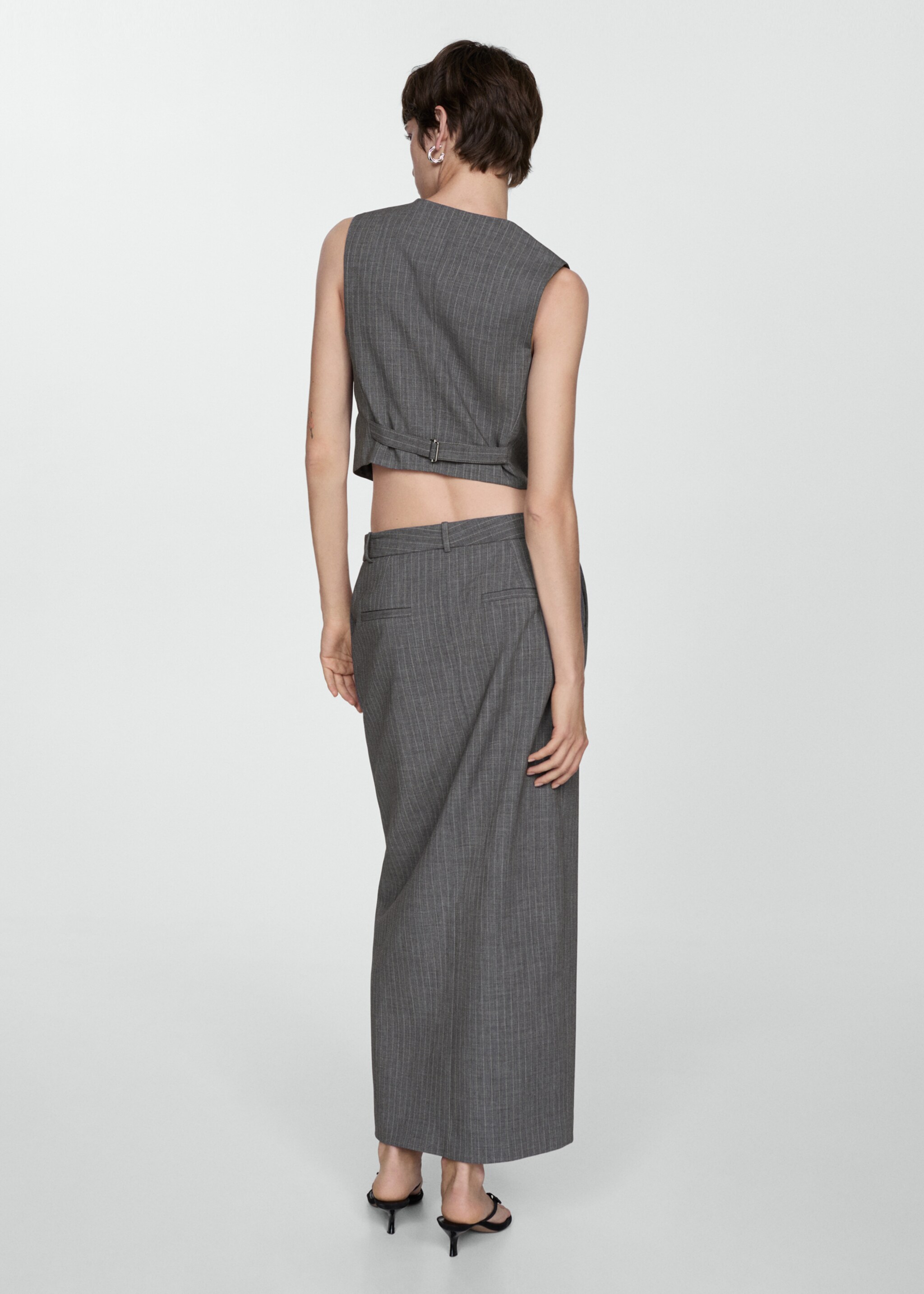 Pinstripe suit skirt - Reverse of the article, Grey. Ref: 77034767-00.