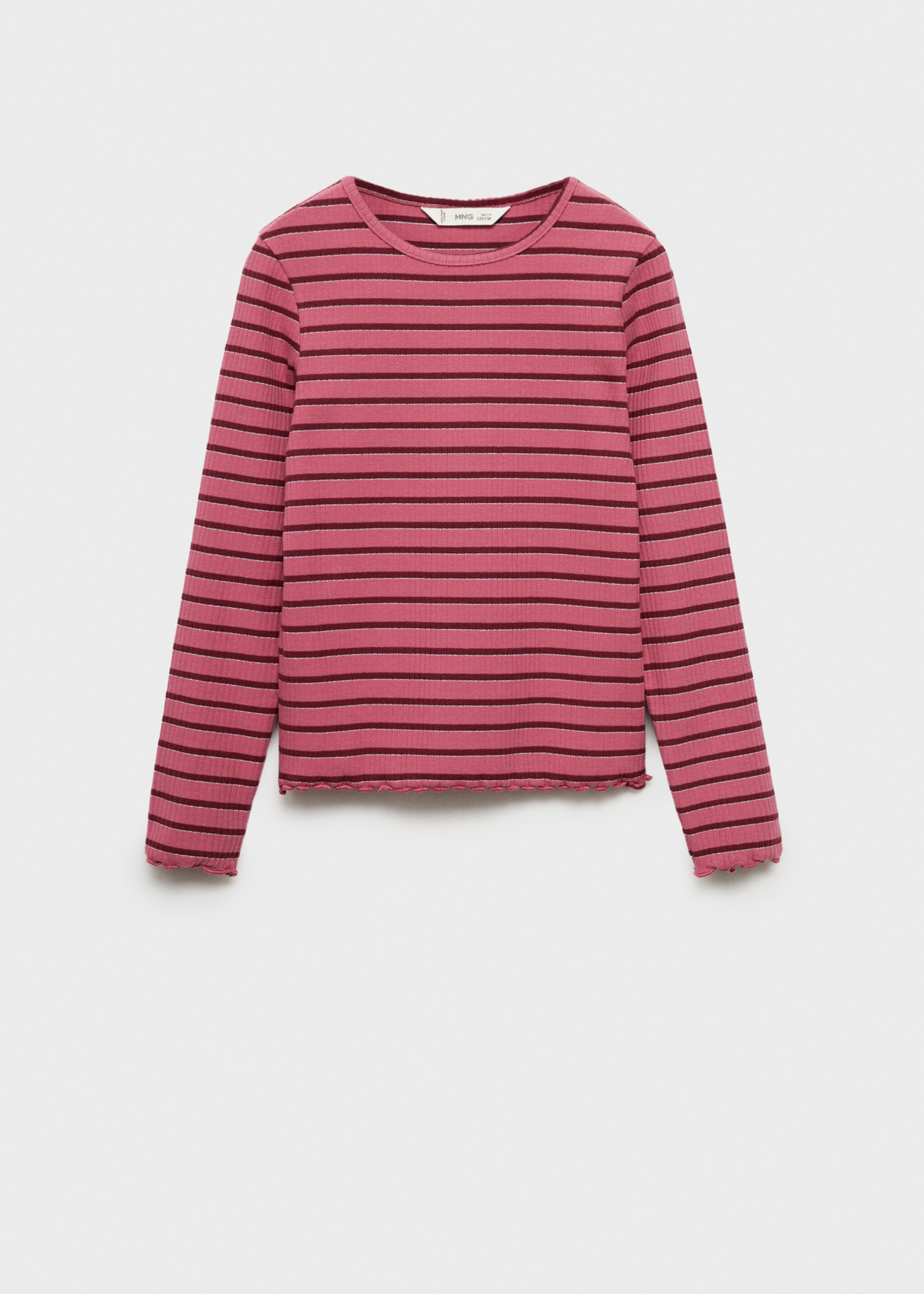 Striped long sleeves t-shirt - Article without model, Medium Pink. Ref: 77034779-00.