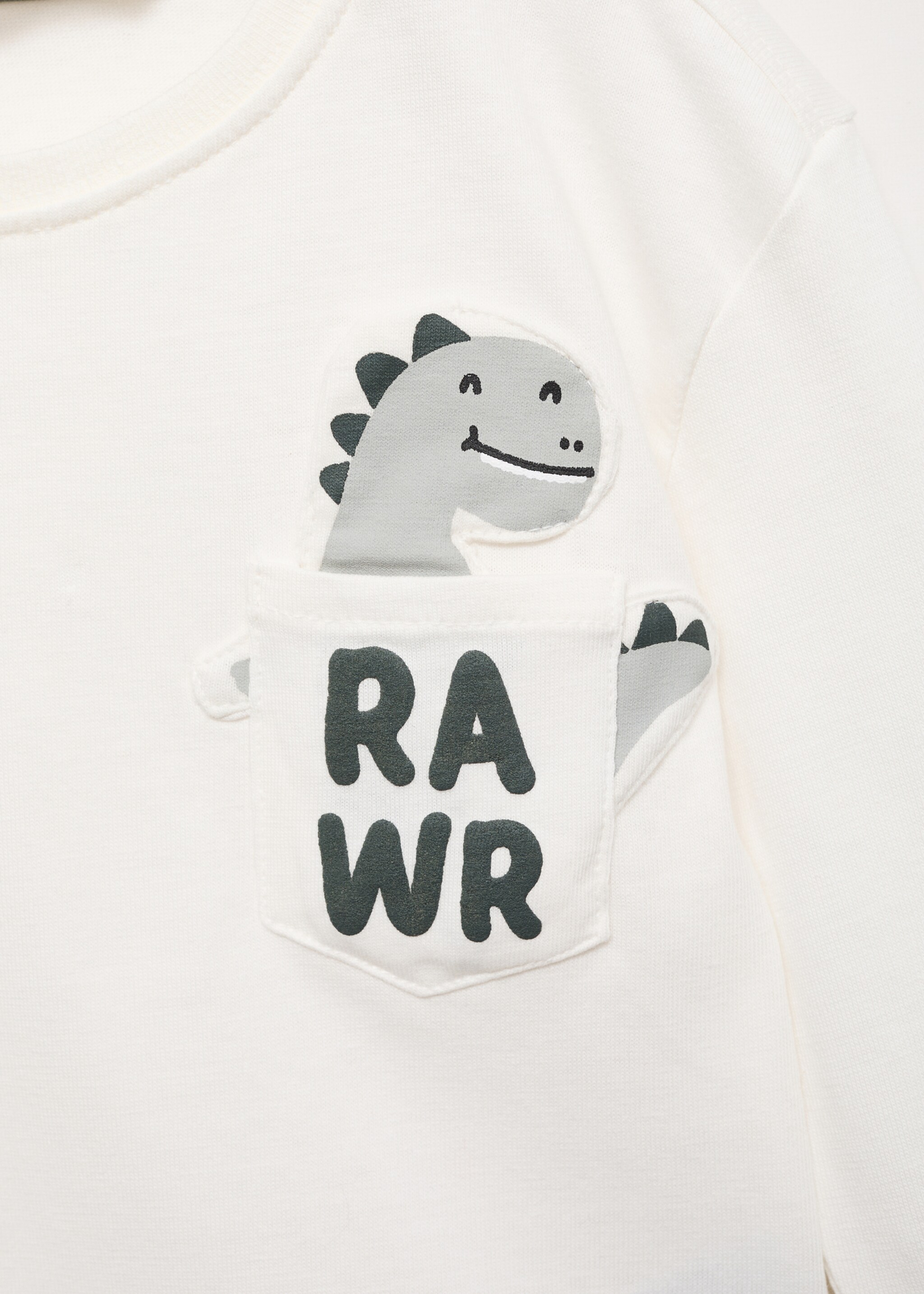 T-Shirt mit Dinosaurier-Motiv - Detail des Artikels 8, Cremeweiß. Ref: 77034782-00.