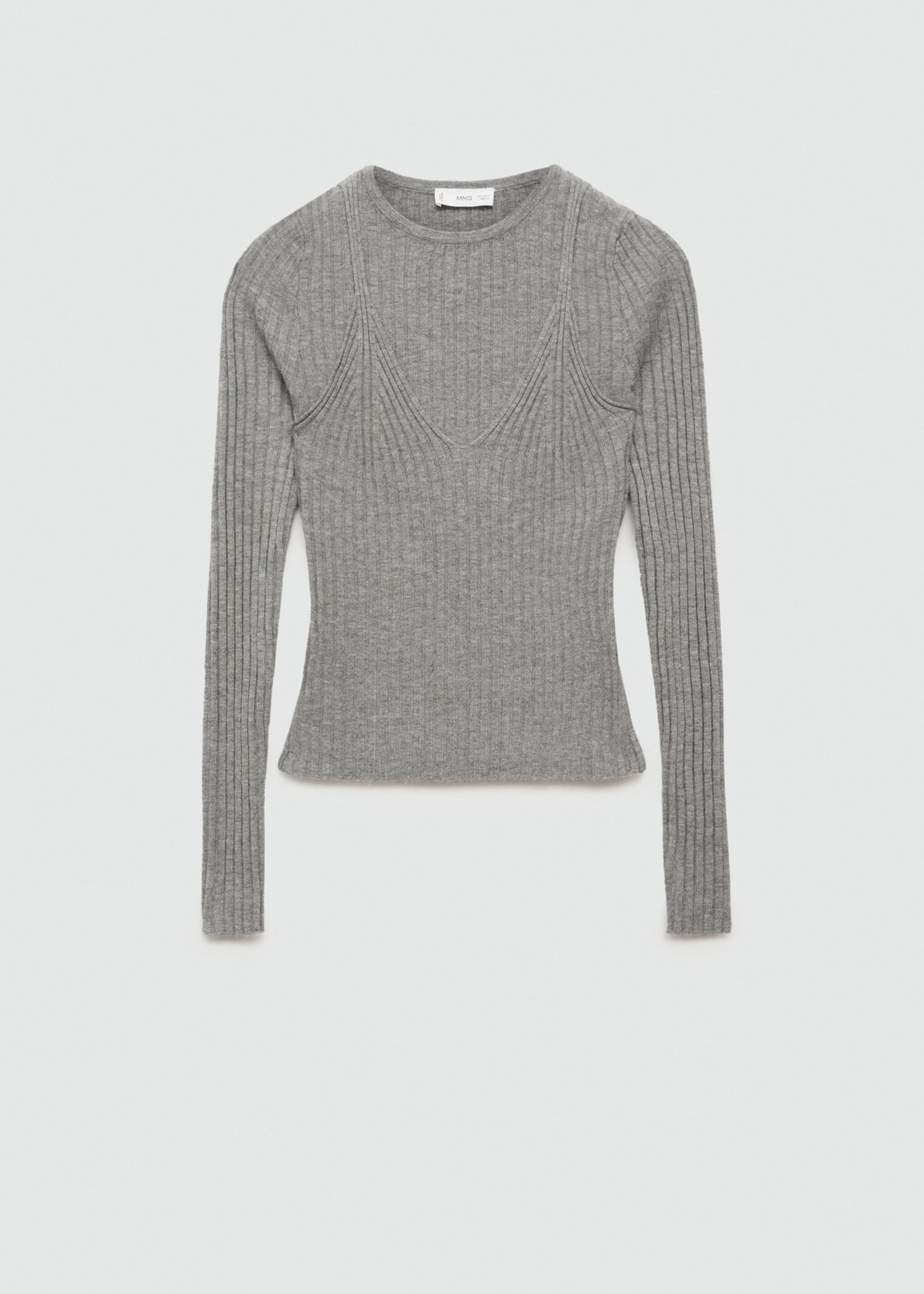Rippstrick-Pullover-Top - Artikel ohne Model, Grau. Ref: 77034783-00.
