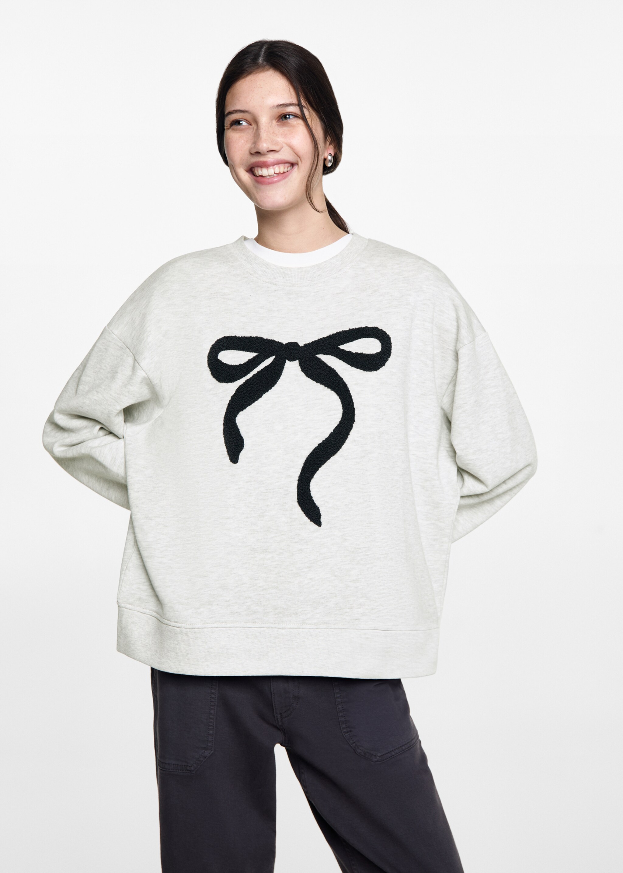 Embossed design sweatshirt - Medium plane, Light Heather Grey. Ref: 77034784-00.