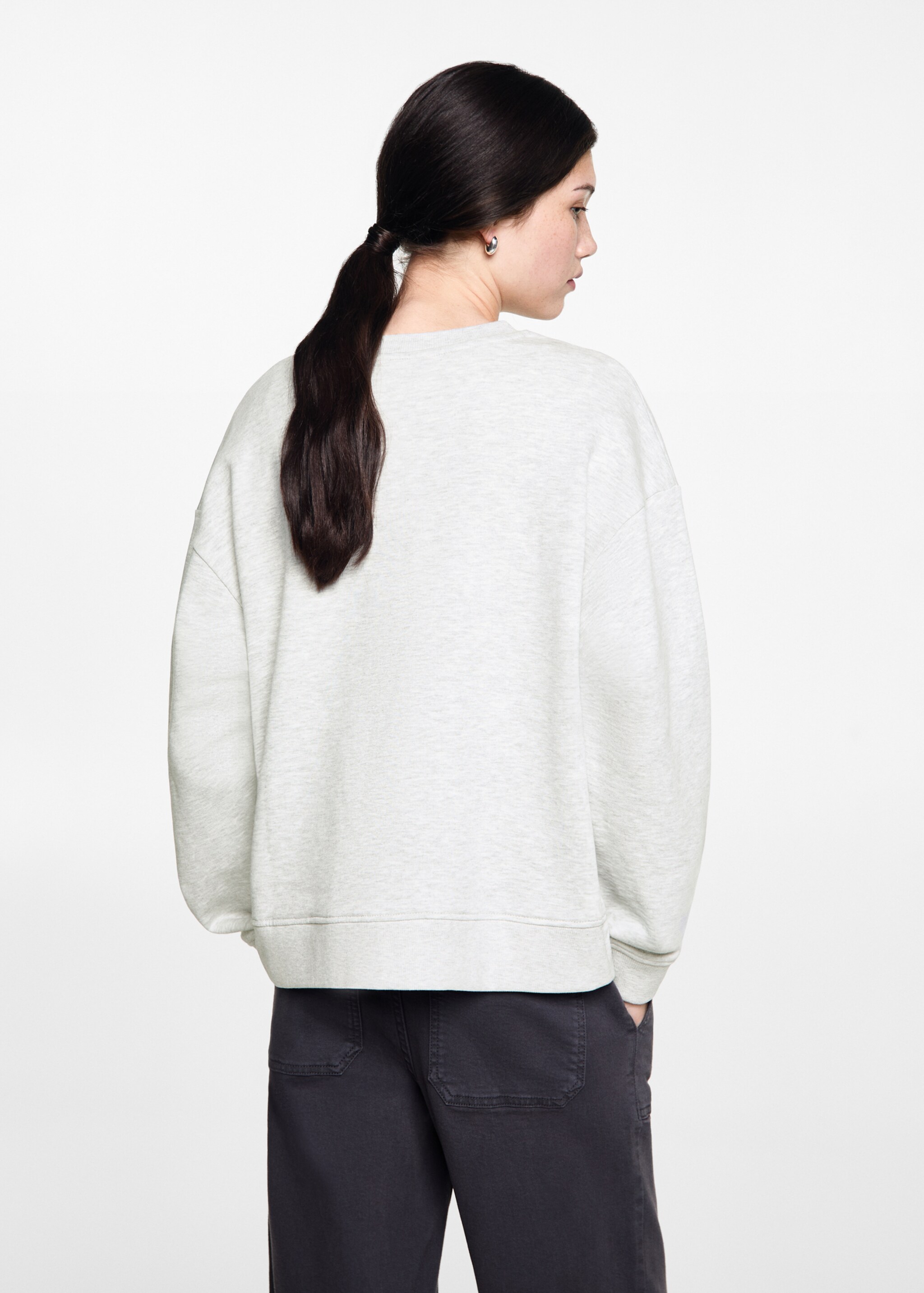 Embossed design sweatshirt - Reverse of the article, Light Heather Grey. Ref: 77034784-00.