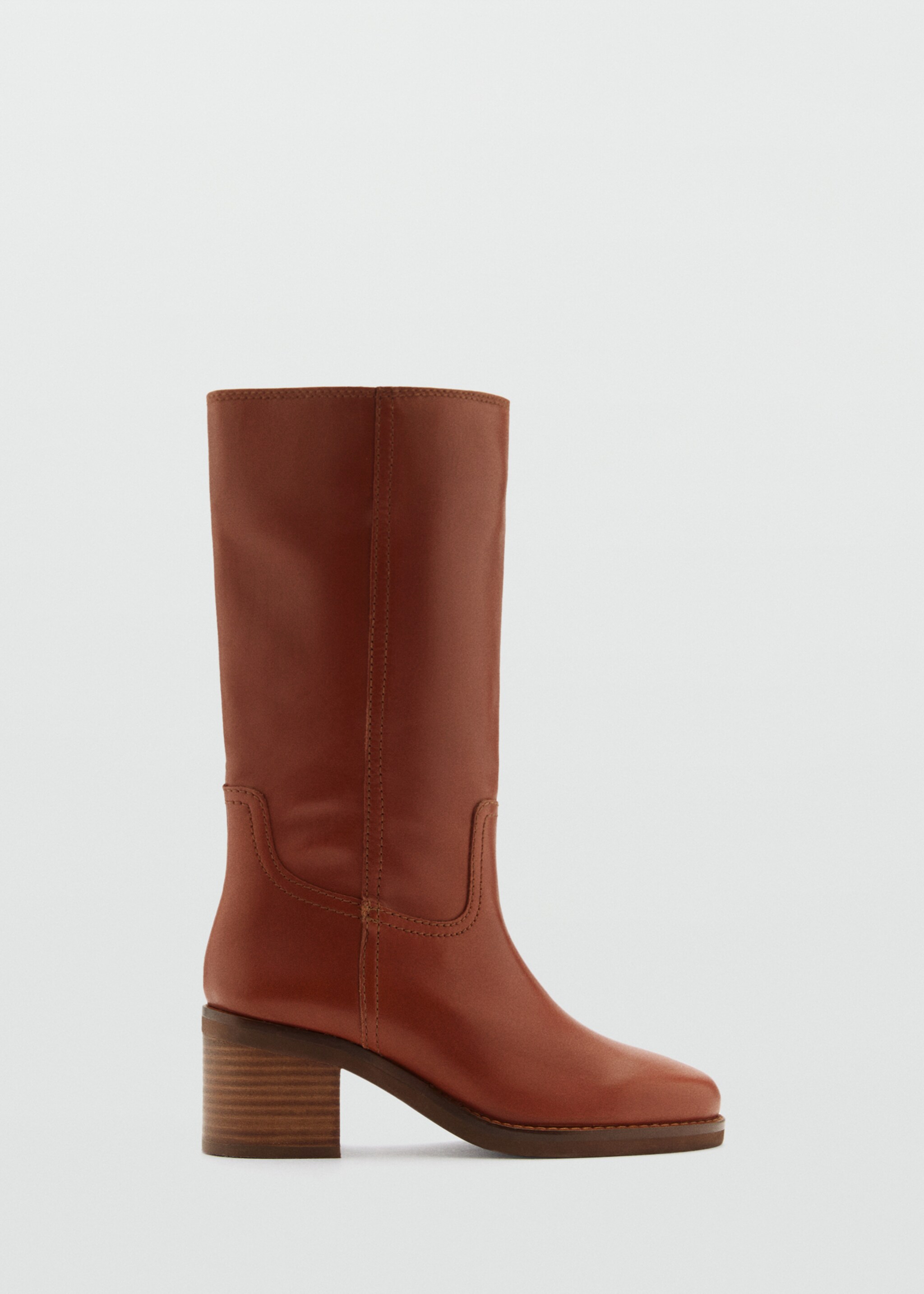 Leather ankle boots with block heel - Article without model, Cognac. Ref: 77034790-00.