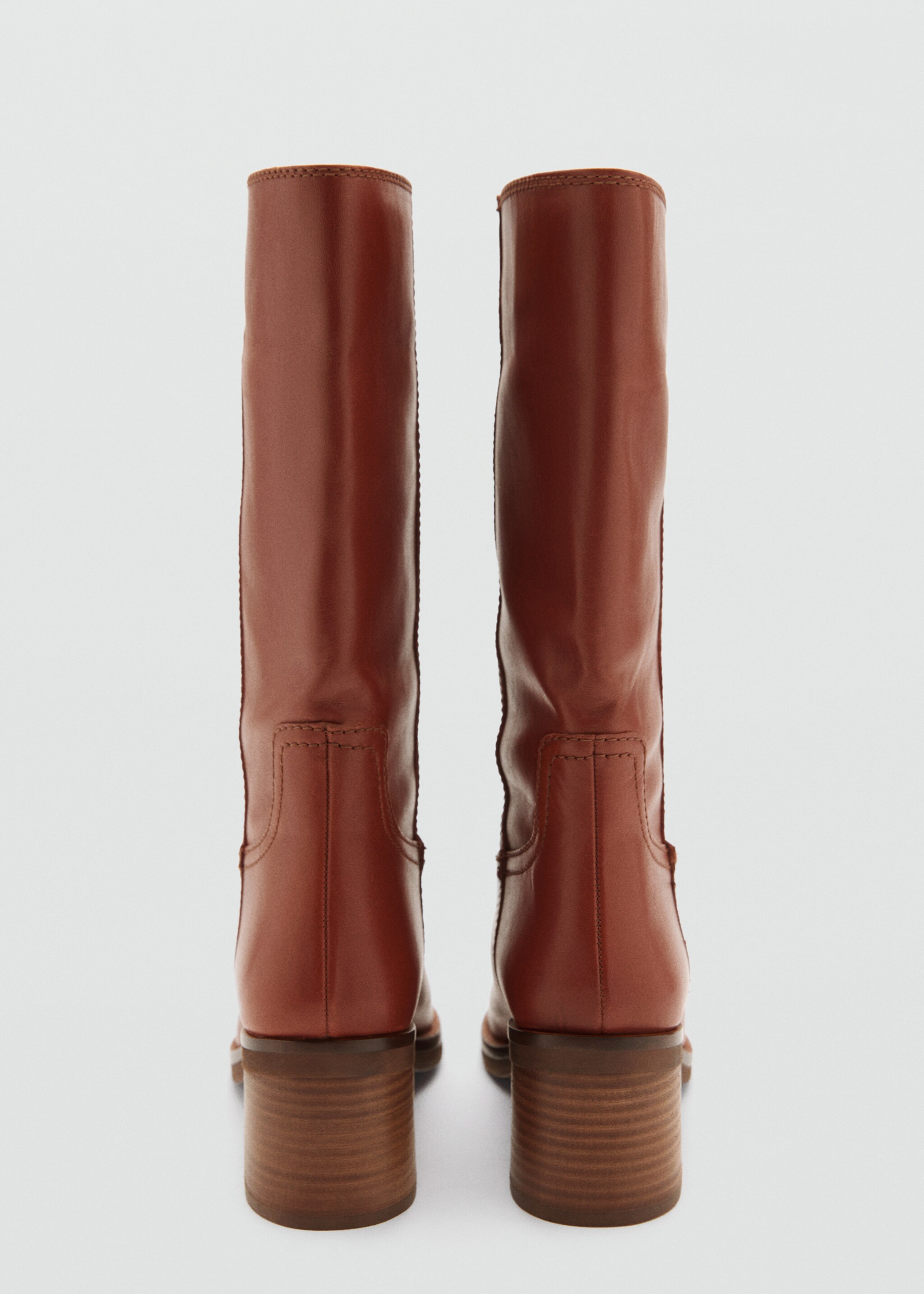 Leather ankle boots with block heel - Details of the article 1, Cognac. Ref: 77034790-00.