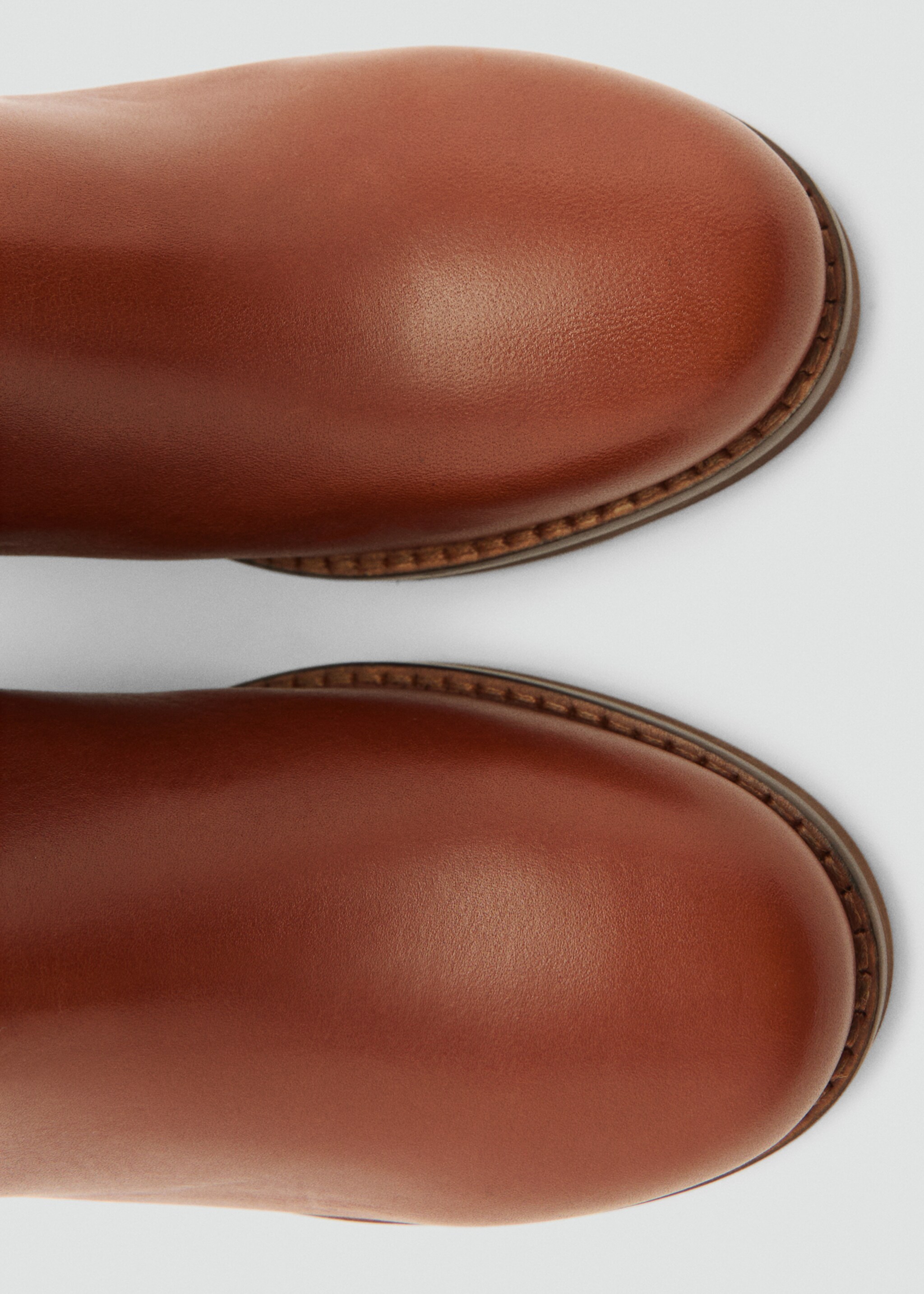 Leather ankle boots with block heel - Details of the article 2, Cognac. Ref: 77034790-00.