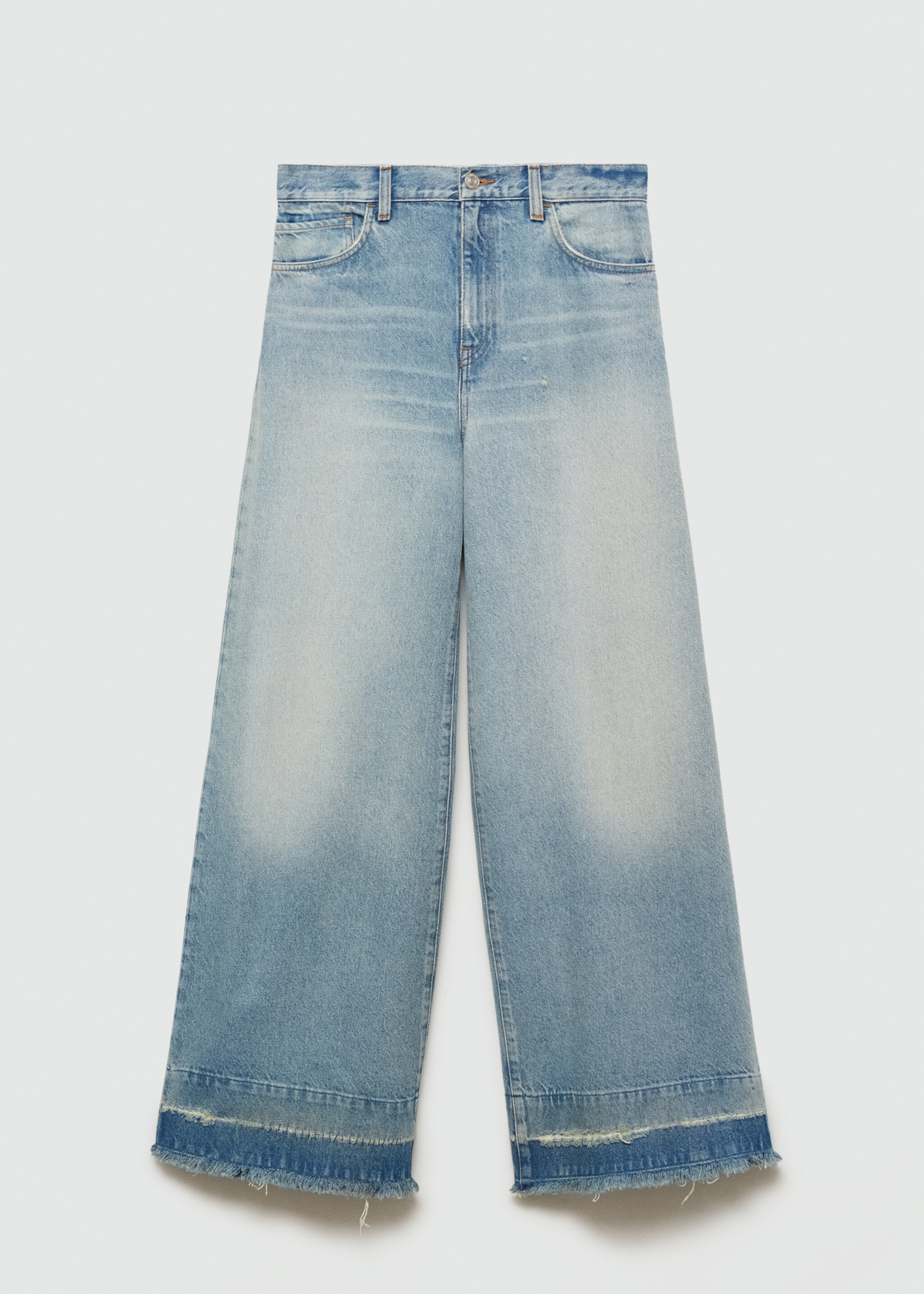 Wideleg low frayed hem jeans - Article without model, Light Blue. Ref: 77034791-00.