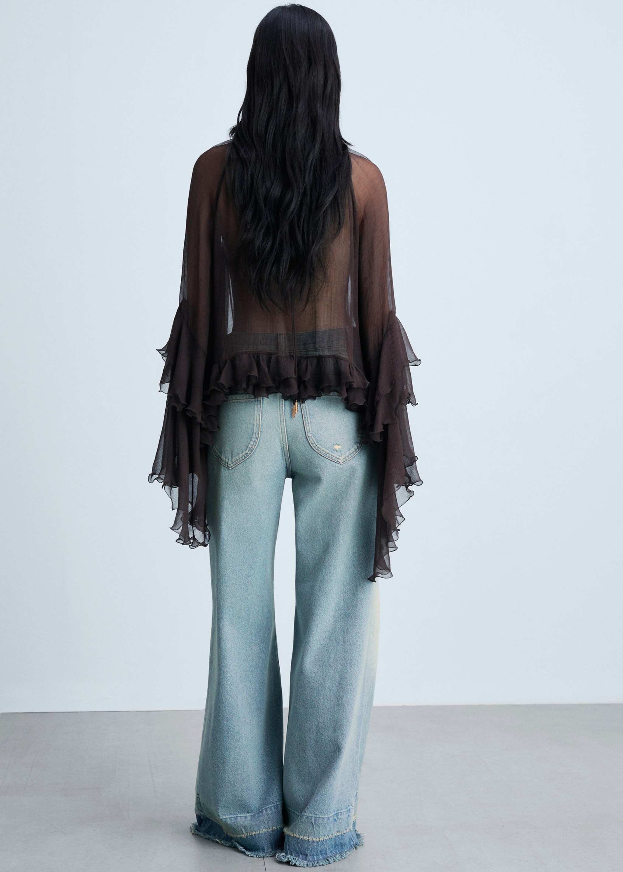 Wideleg low frayed hem jeans - Reverse of the article, Light Blue. Ref: 77034791-00.