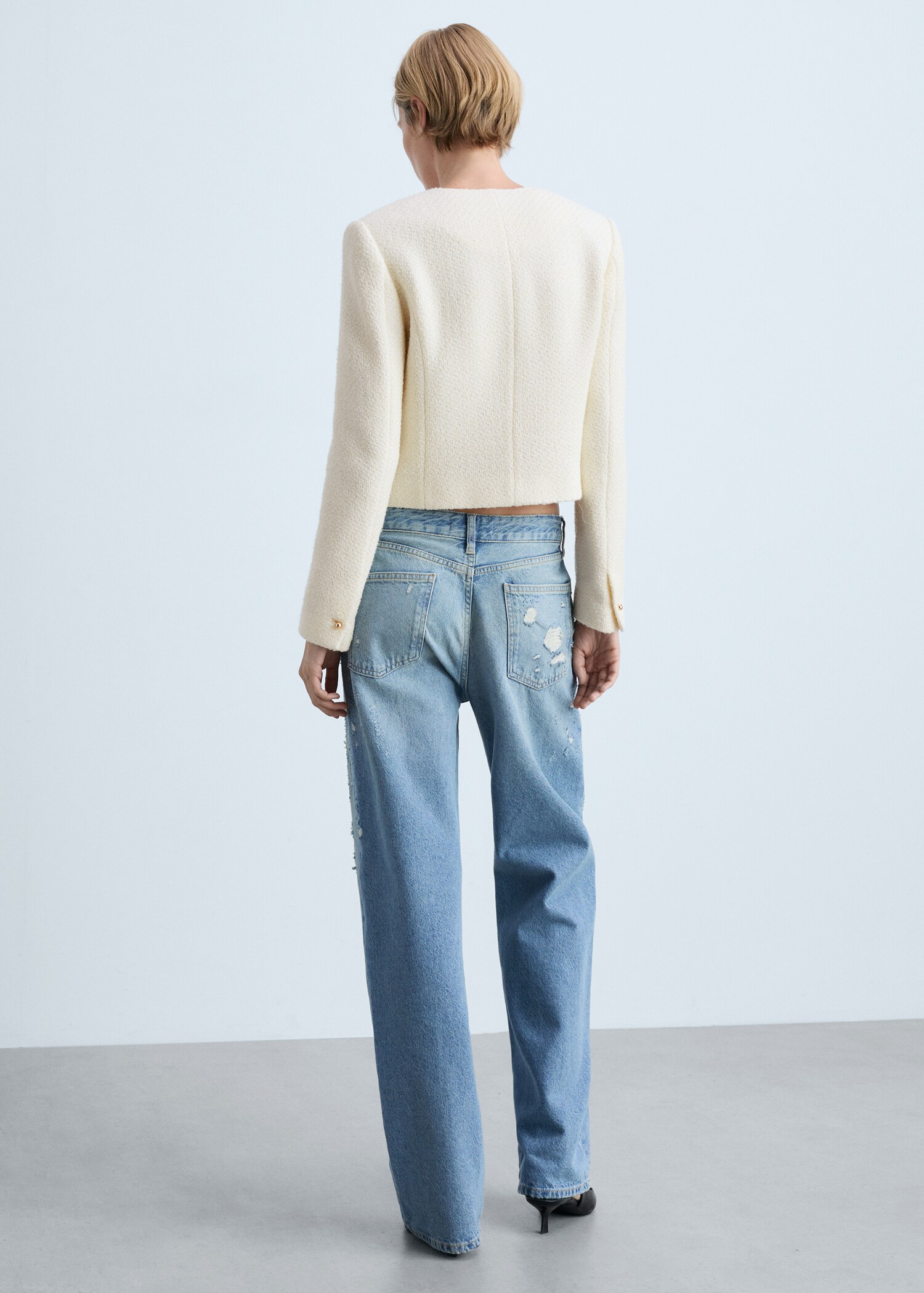 V-neck tweed jacket - Reverse of the article