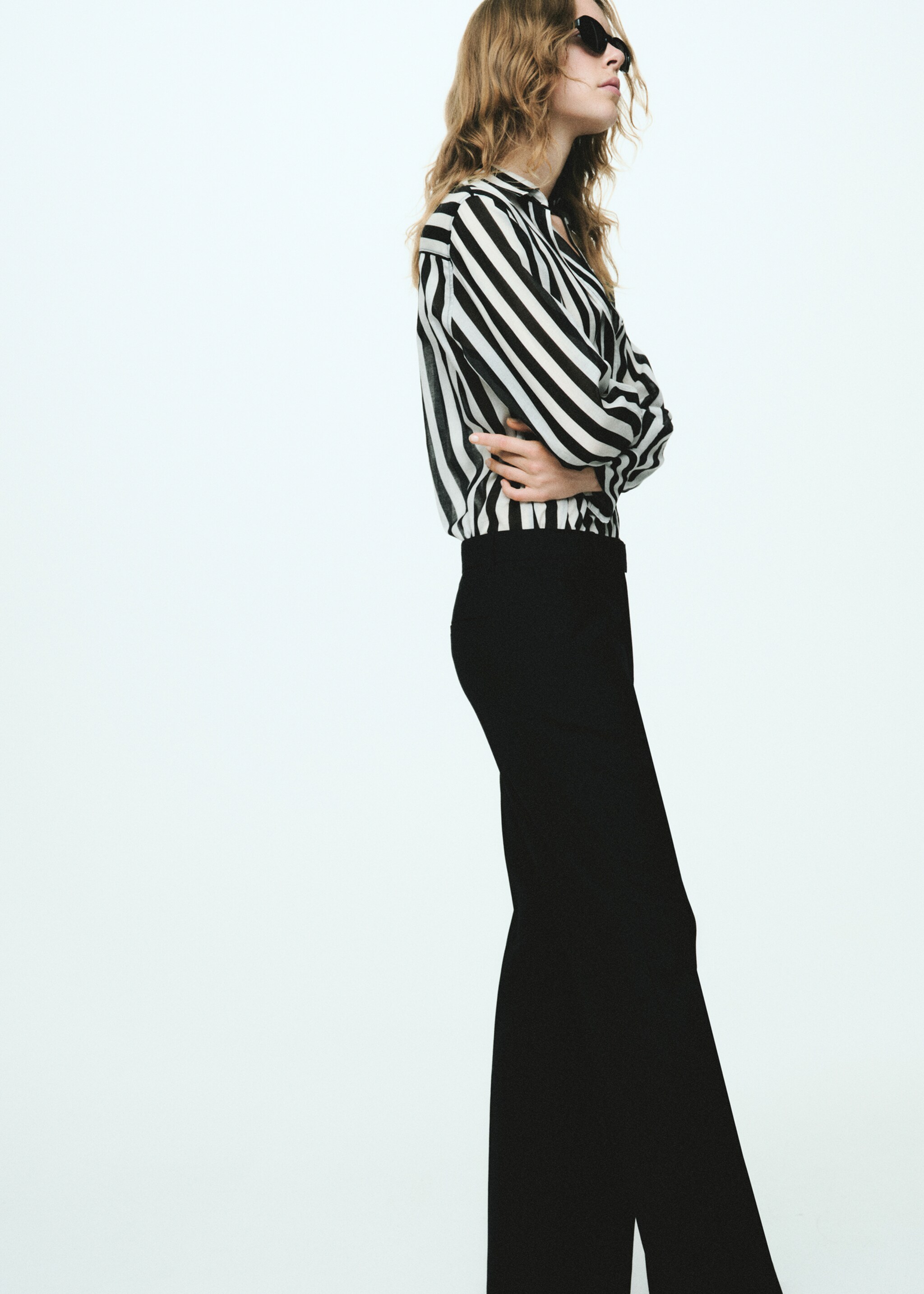 Semi-transparent striped 100% cotton shirt - Details of the article 7