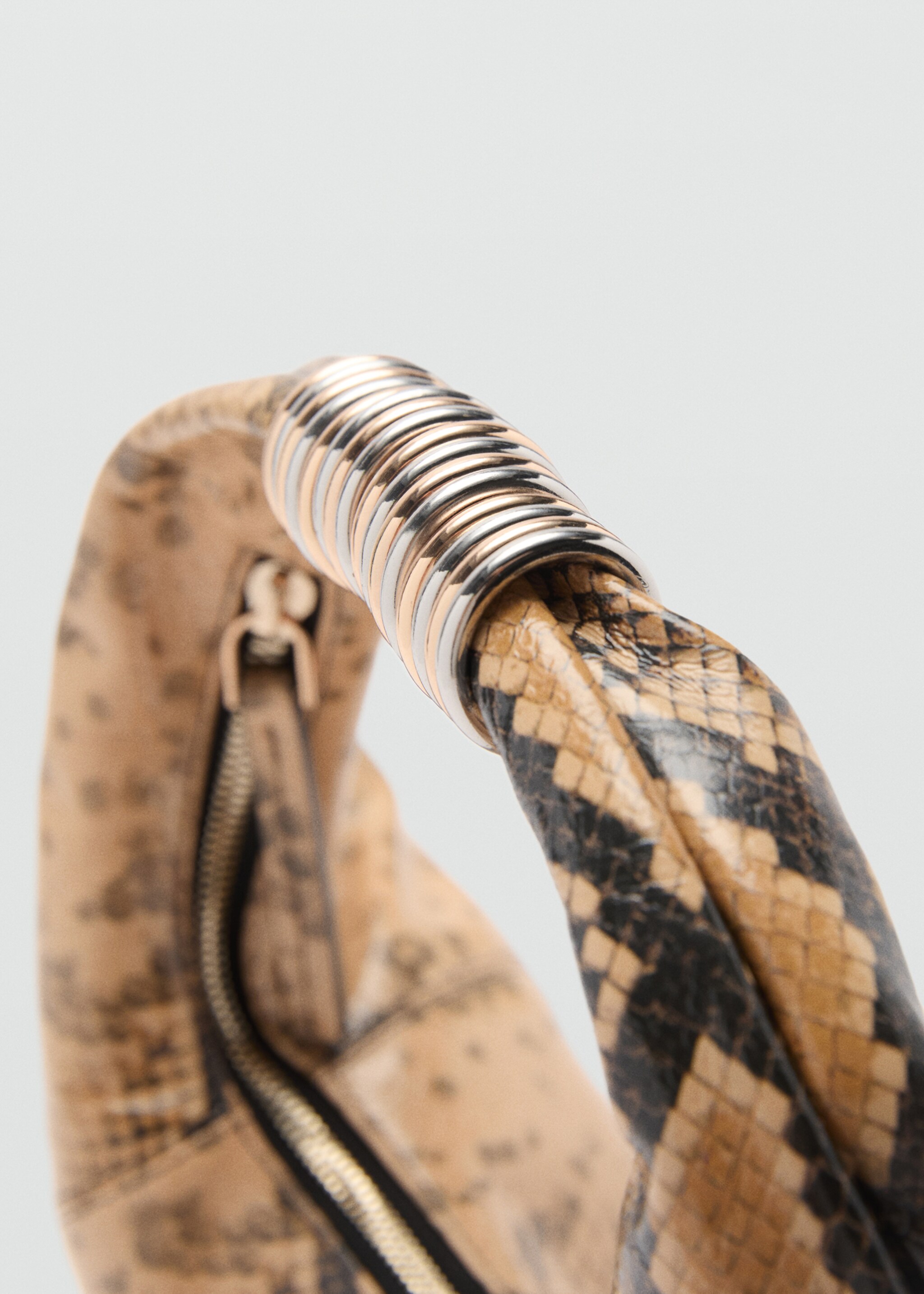 Snake-effect leather bag - Details of the article 1, Beige. Ref: 77034796-00.