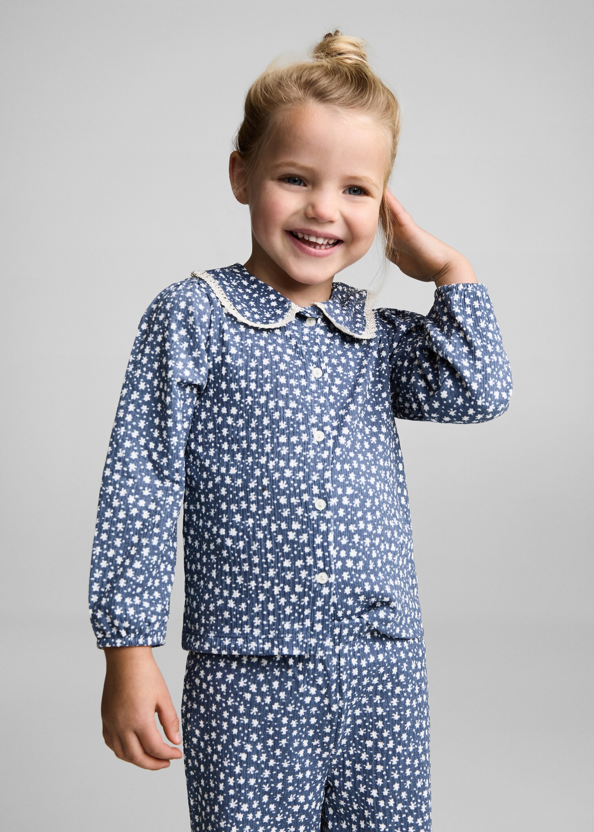 Printed blouse with babydoll collar - Medium plane