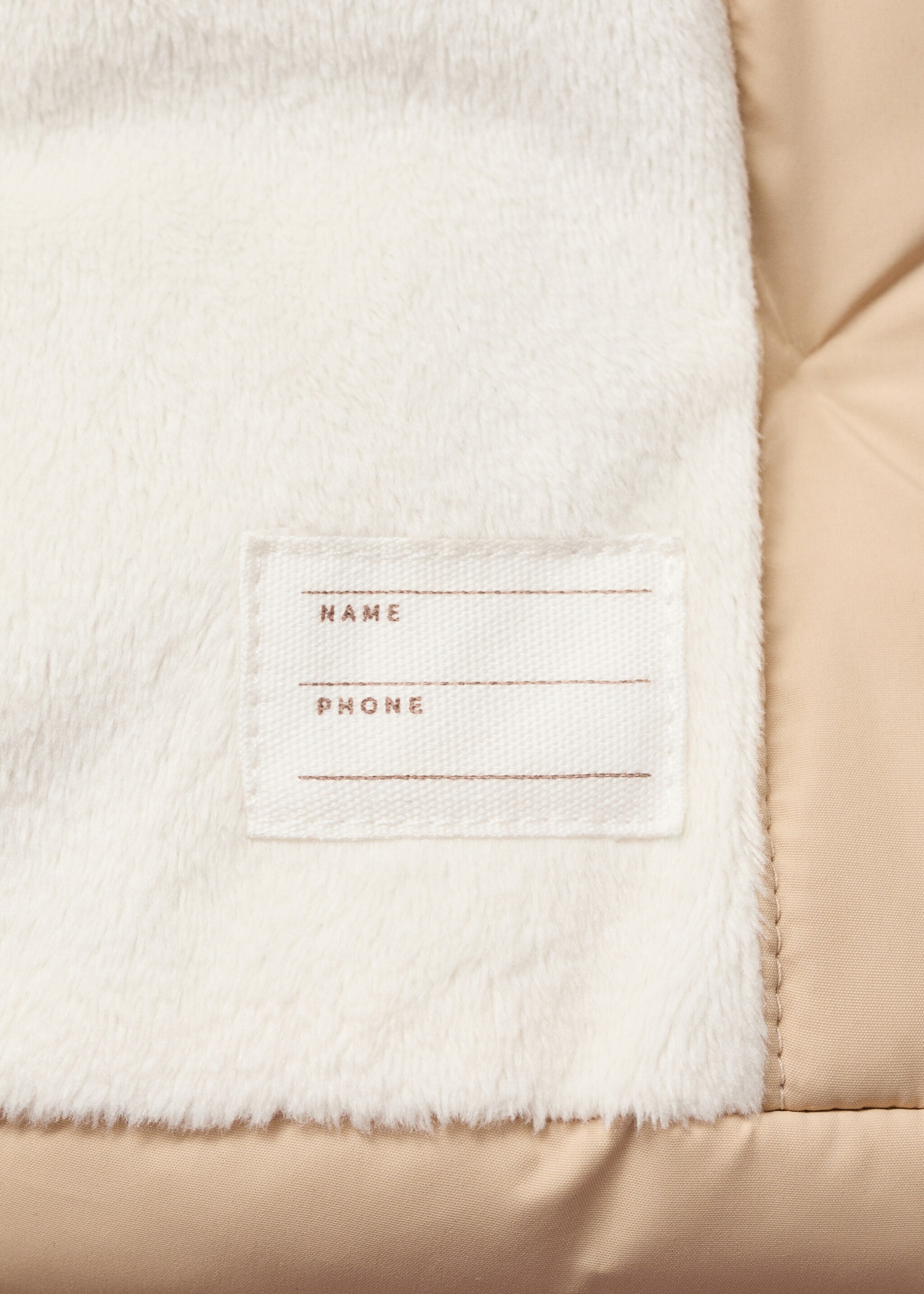 Fur-effect quilted coat - Details of the article 0, Sand. Ref: 77035147-00.