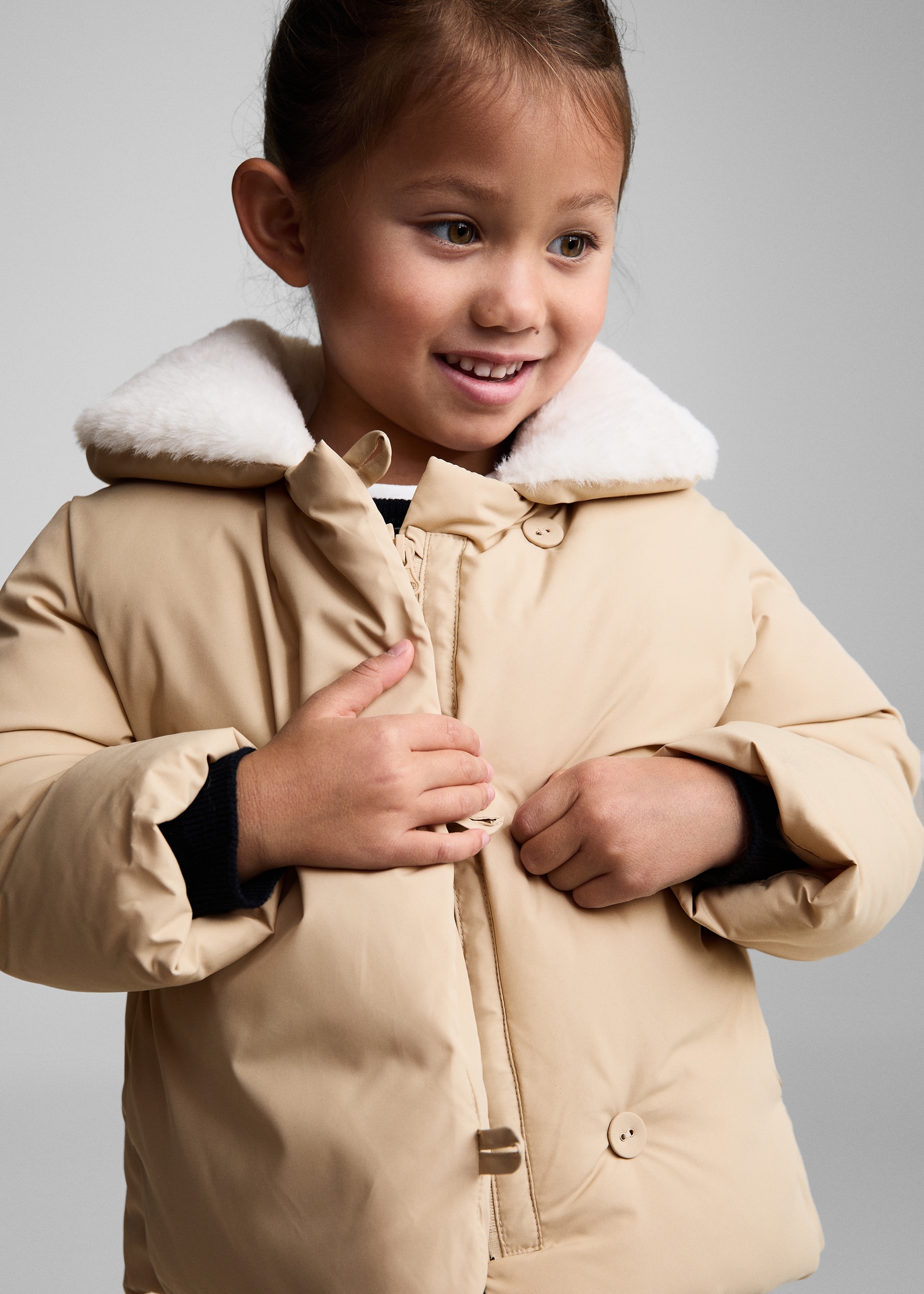 Fur-effect quilted coat Baby girls MANGO OUTLET Denmark