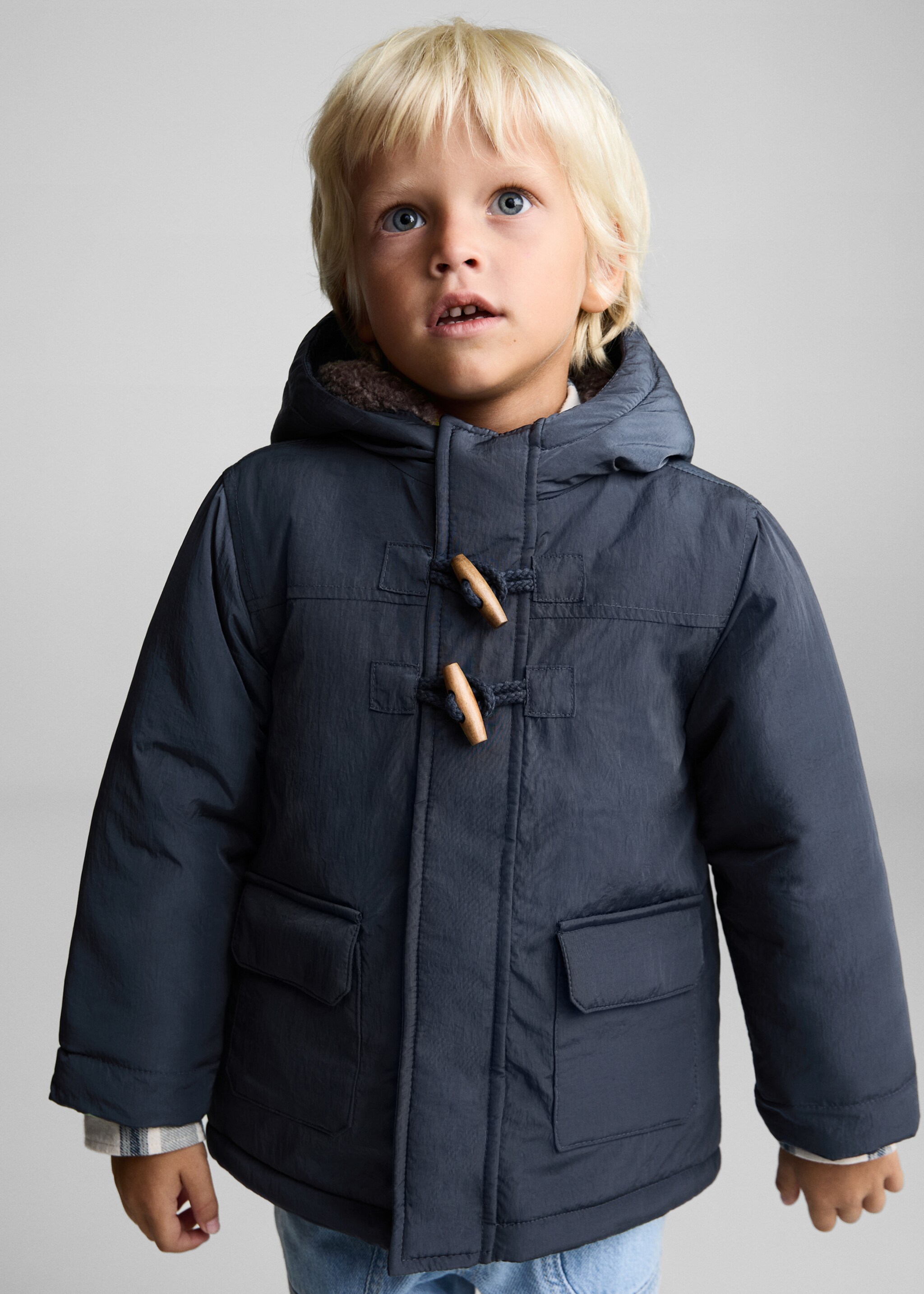 Steppanorak mit Innenfutter aus Plüsch - Mittlere Ansicht, Blau. Ref: 77035148-00.