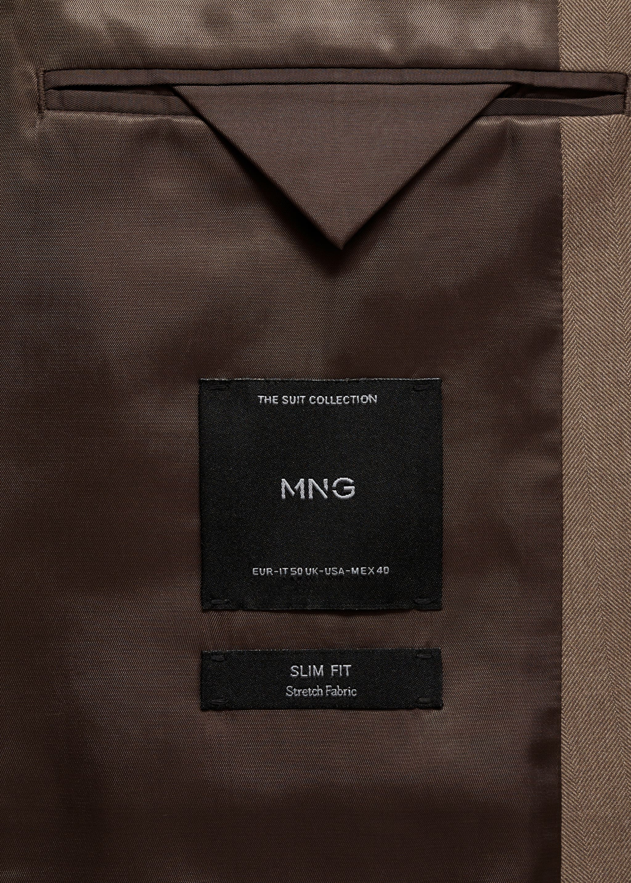 Slim Fit-Anzugjacke aus Comfort-Stretch-Gewebe - Detail des Artikels 0, Beige. Ref: 77035149-00.