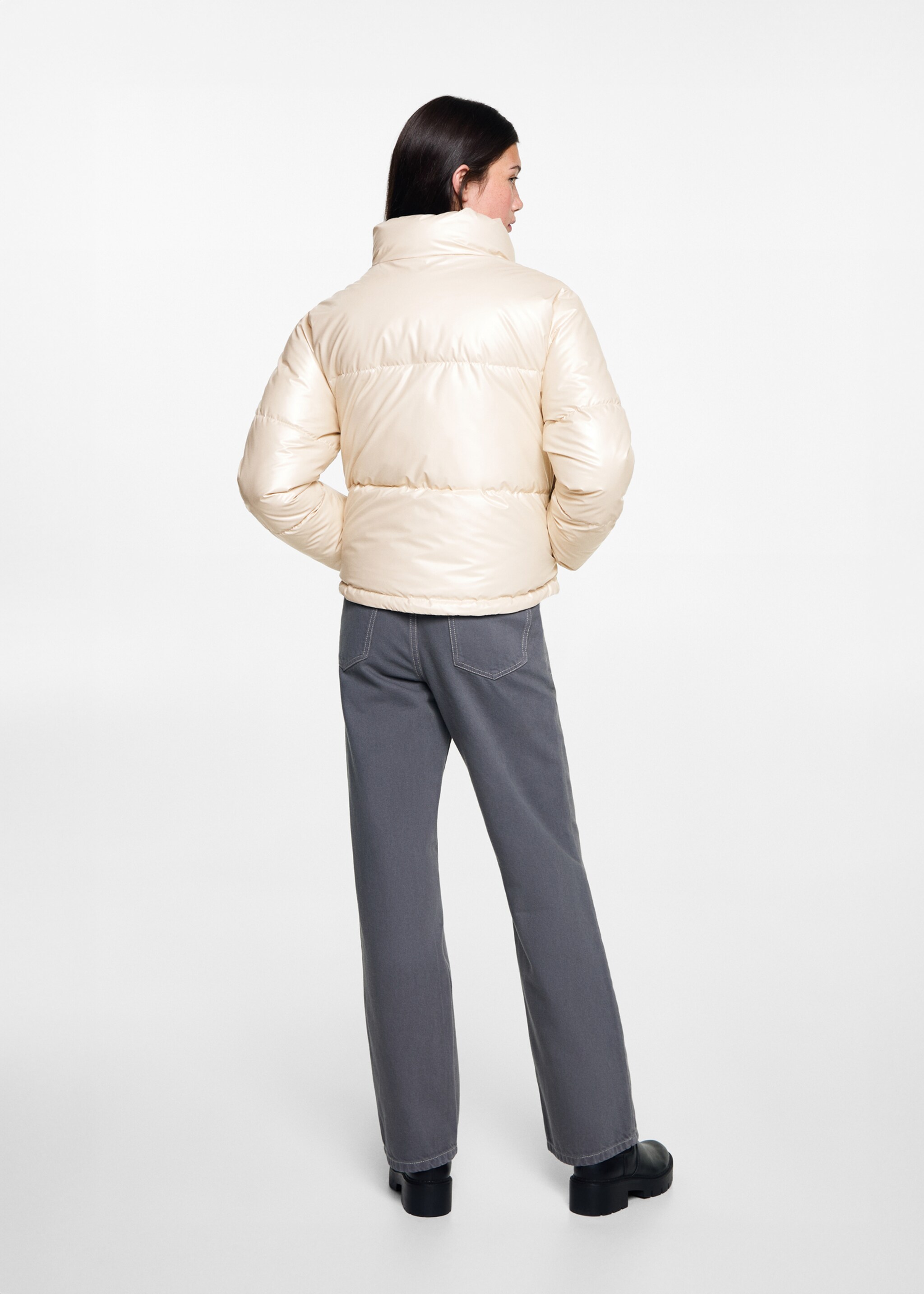 Metallic puffer jacket - Reverse of the article, Light/Pastel Grey. Ref: 77035631-00.