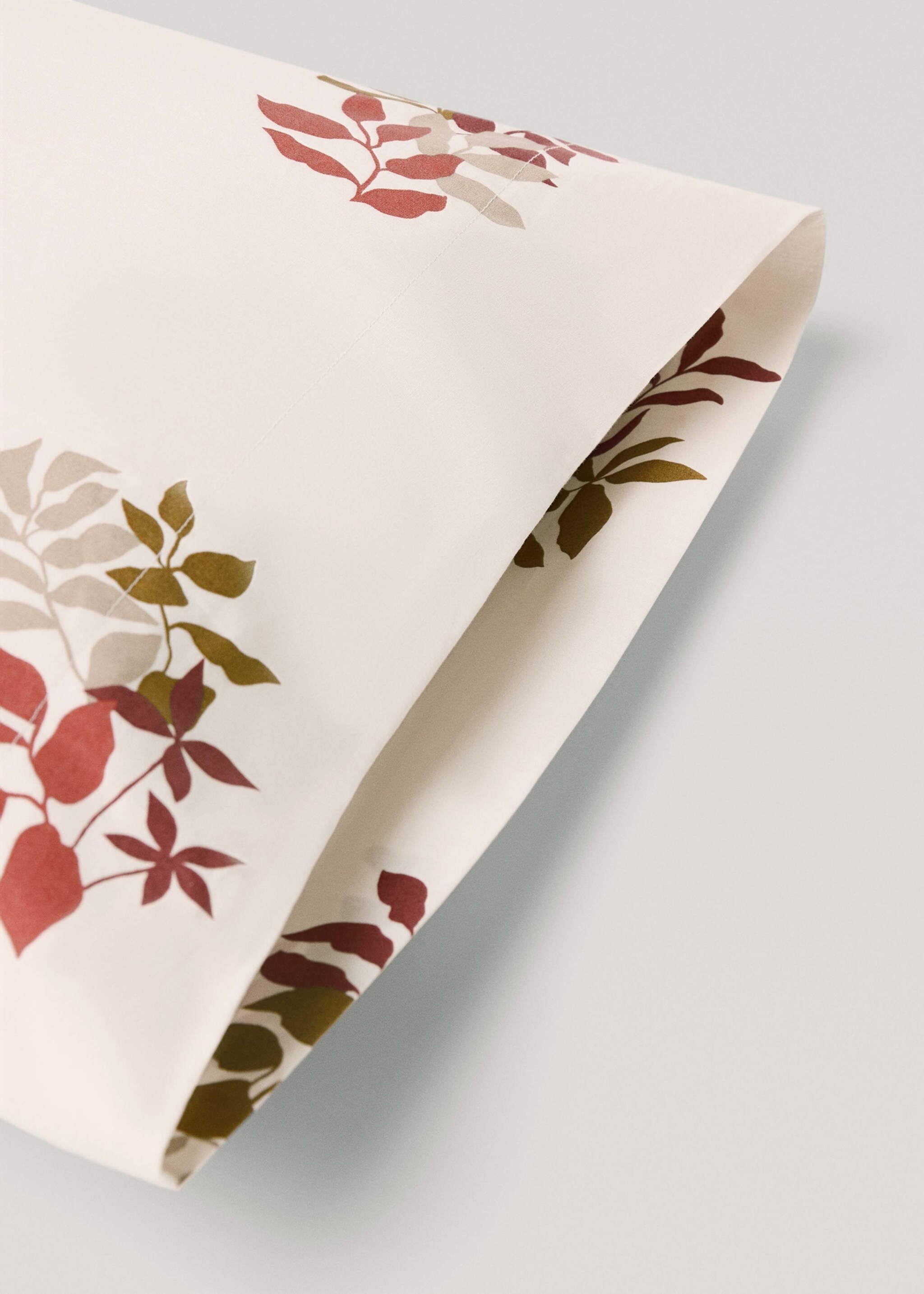 Funda almohada 100% algodón flores 45x110cm - Detalle del artículo 1, Marrón medio. Ref: 77035636-00.