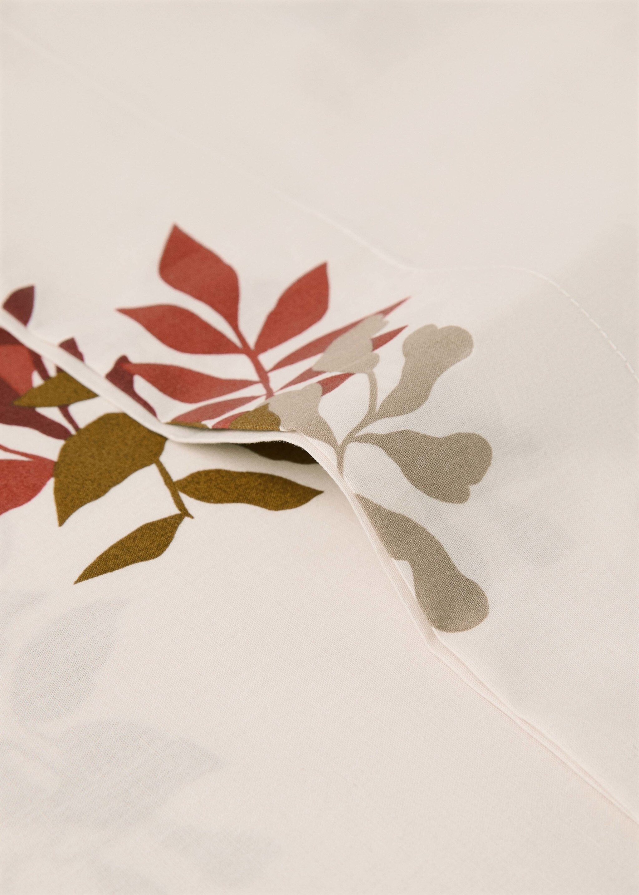 Funda almohada 100% algodón flores 45x110cm - Detalle del artículo 2, Marrón medio. Ref: 77035636-00.