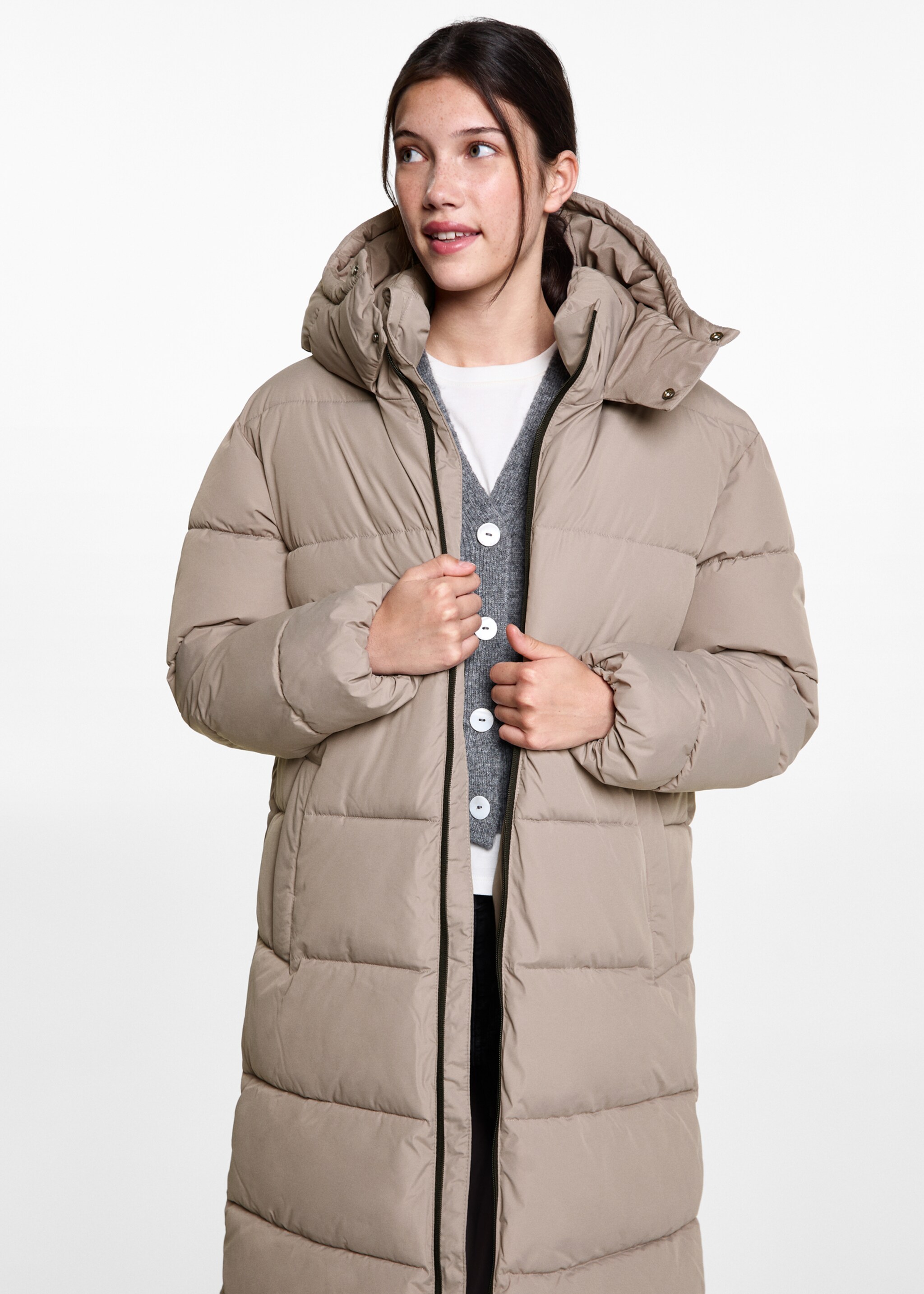 Quilted long coat - Medium plane, Medium Brown. Ref: 77035638-00.