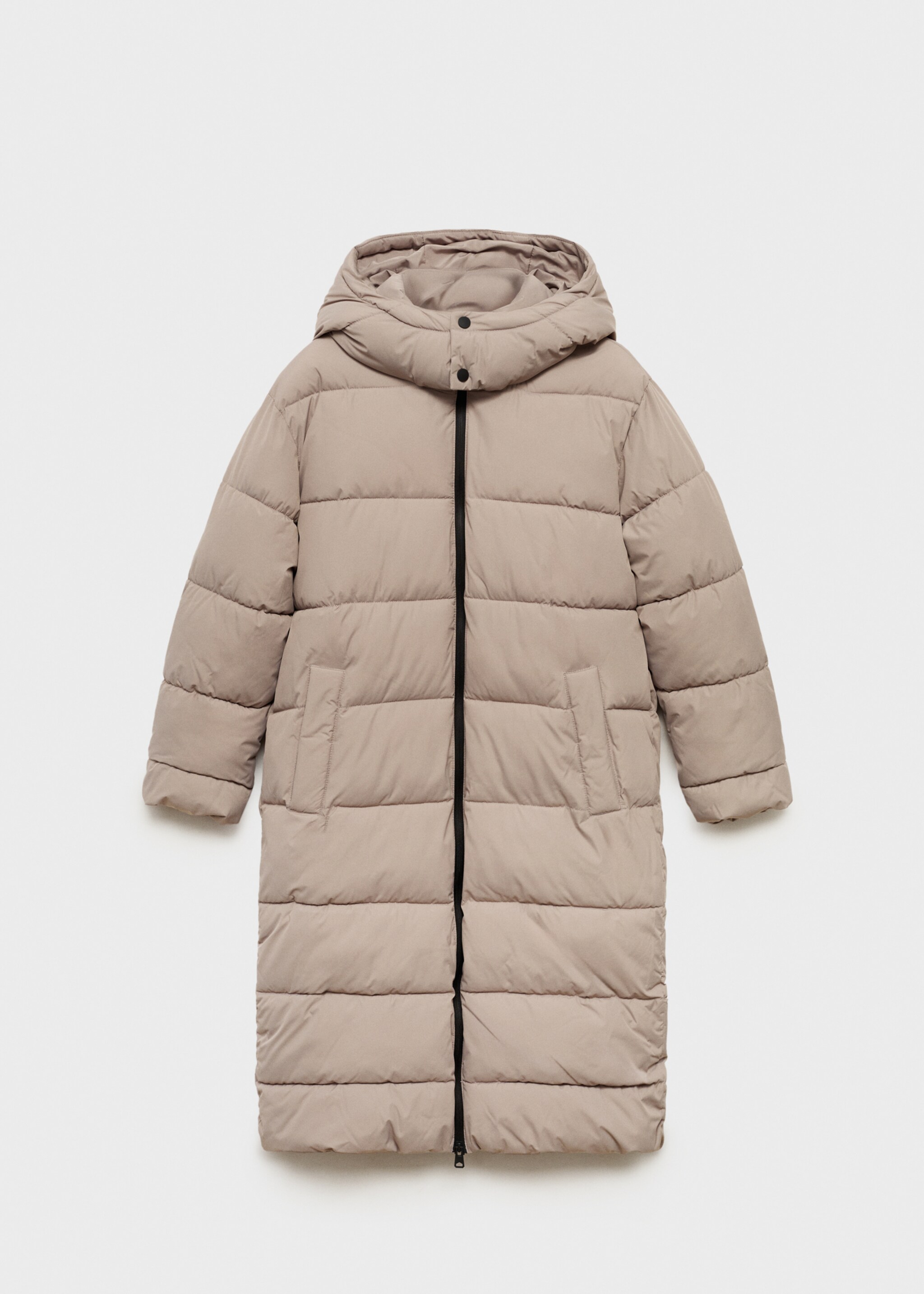 Quilted long coat - Article without model, Medium Brown. Ref: 77035638-00.