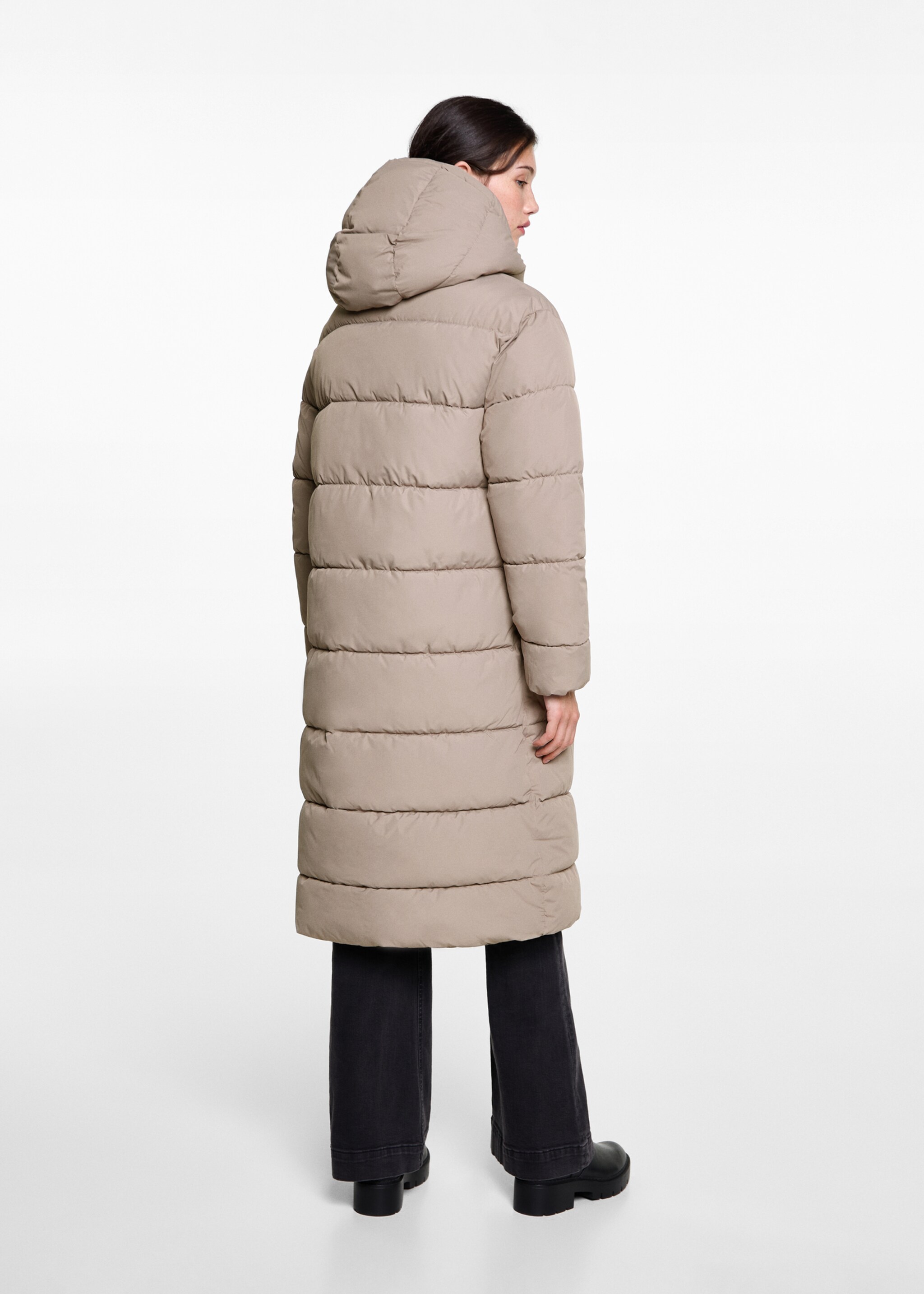 Quilted long coat - Reverse of the article, Medium Brown. Ref: 77035638-00.