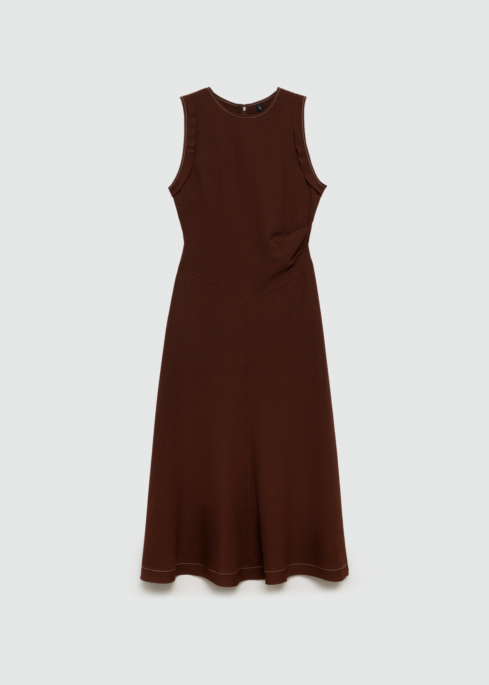 Midi haljina s ukrasnim prošivom - Artikl bez modela, Smeđa. Ref: 77035650-00.