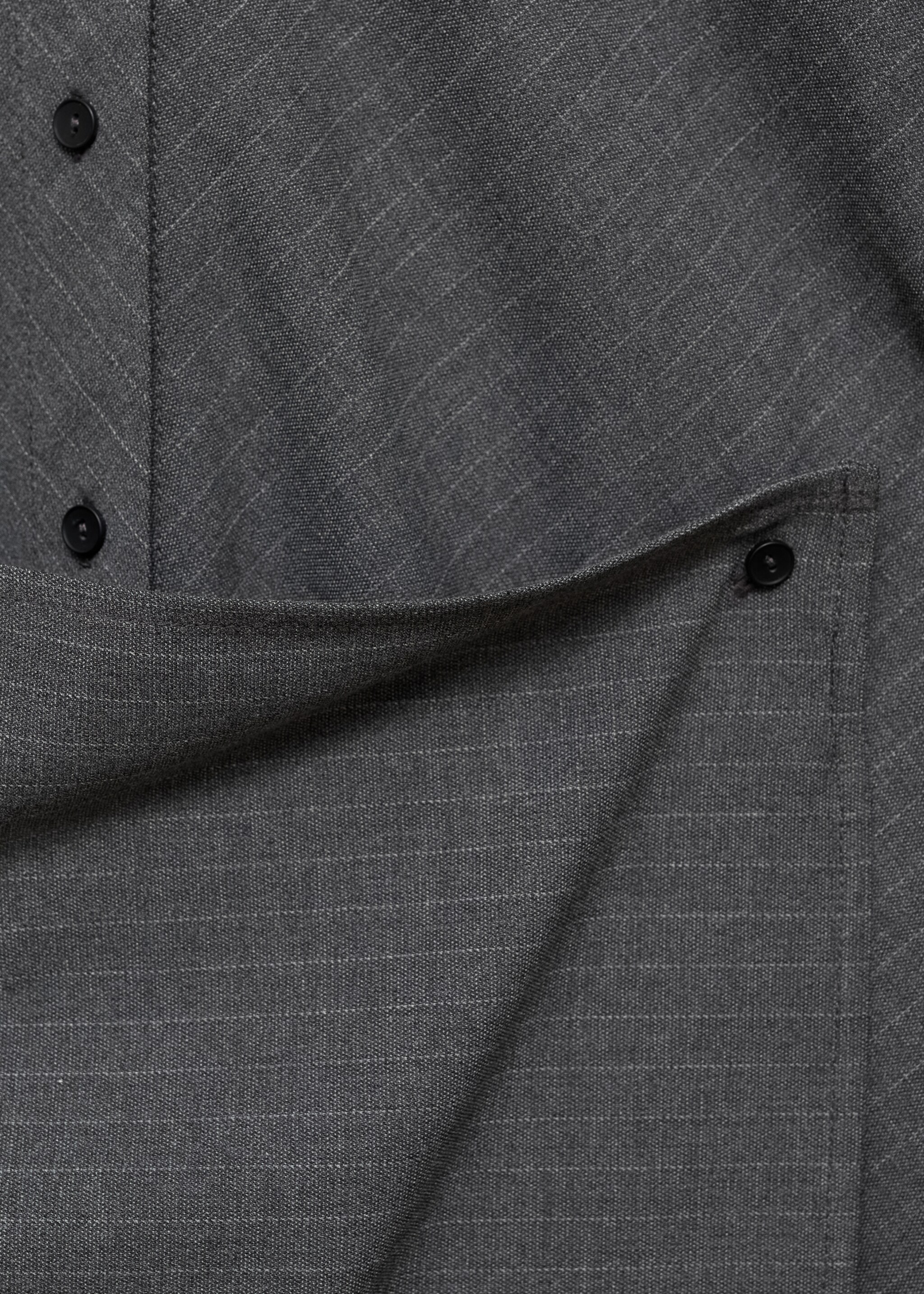 Vestido camisero raya diplomática - Details of the article 0, Grey. Ref: 77035653-00.