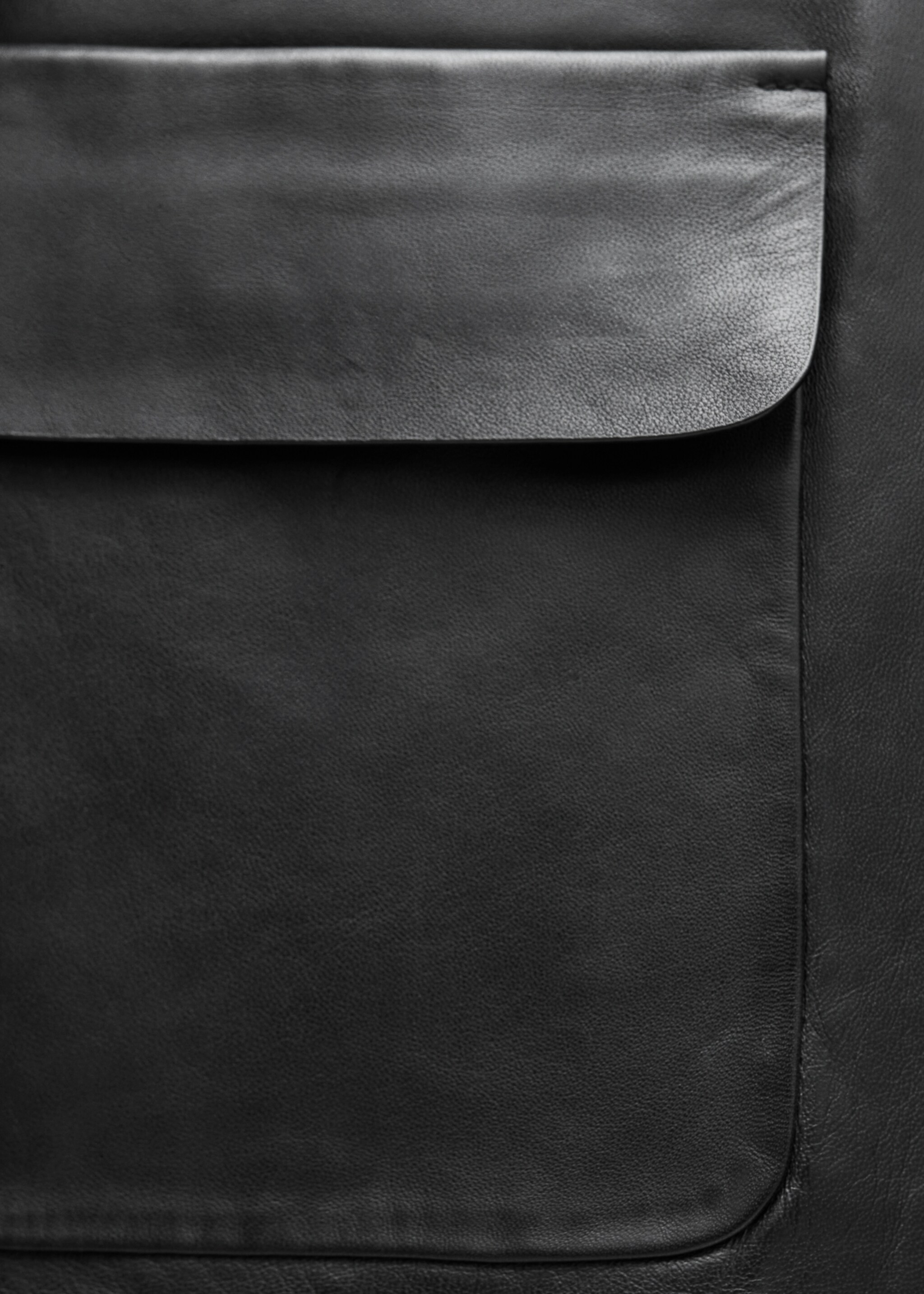 Buttoned leather jacket - Details of the article 0, Black. Ref: 77035657-00.