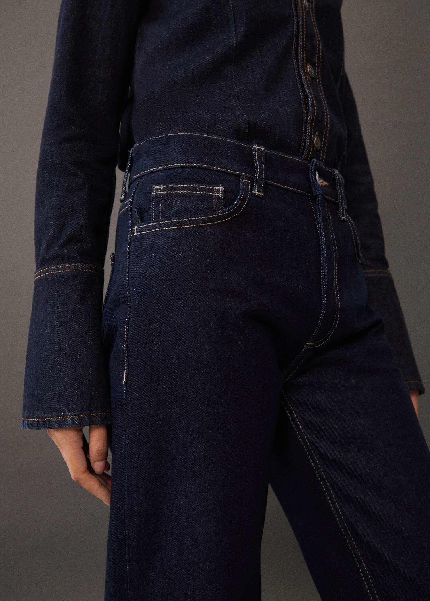 High waist straight jeans - Medium plane