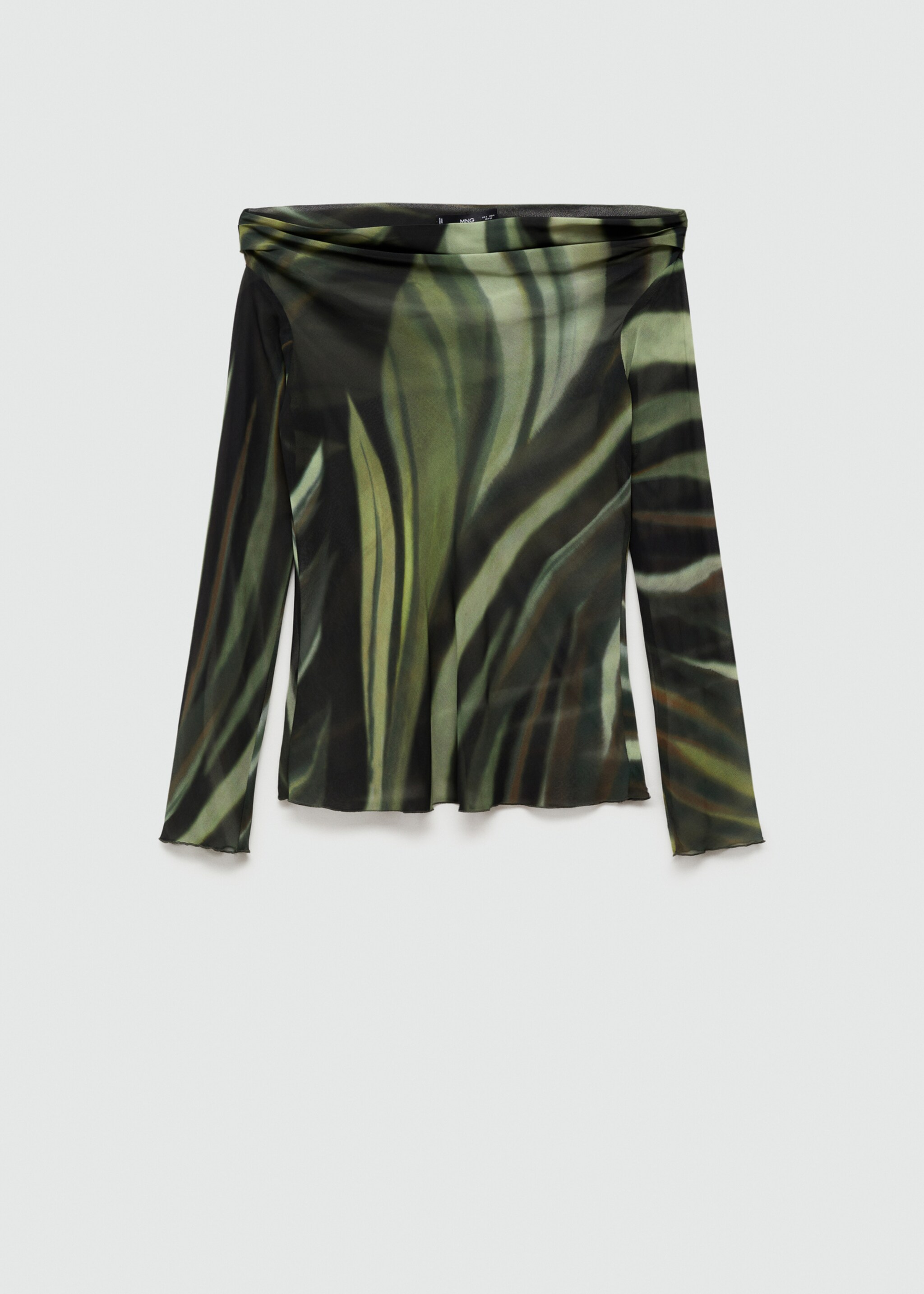 Semi-transparent printed blouse - Article without model, Black. Ref: 77035667-00.
