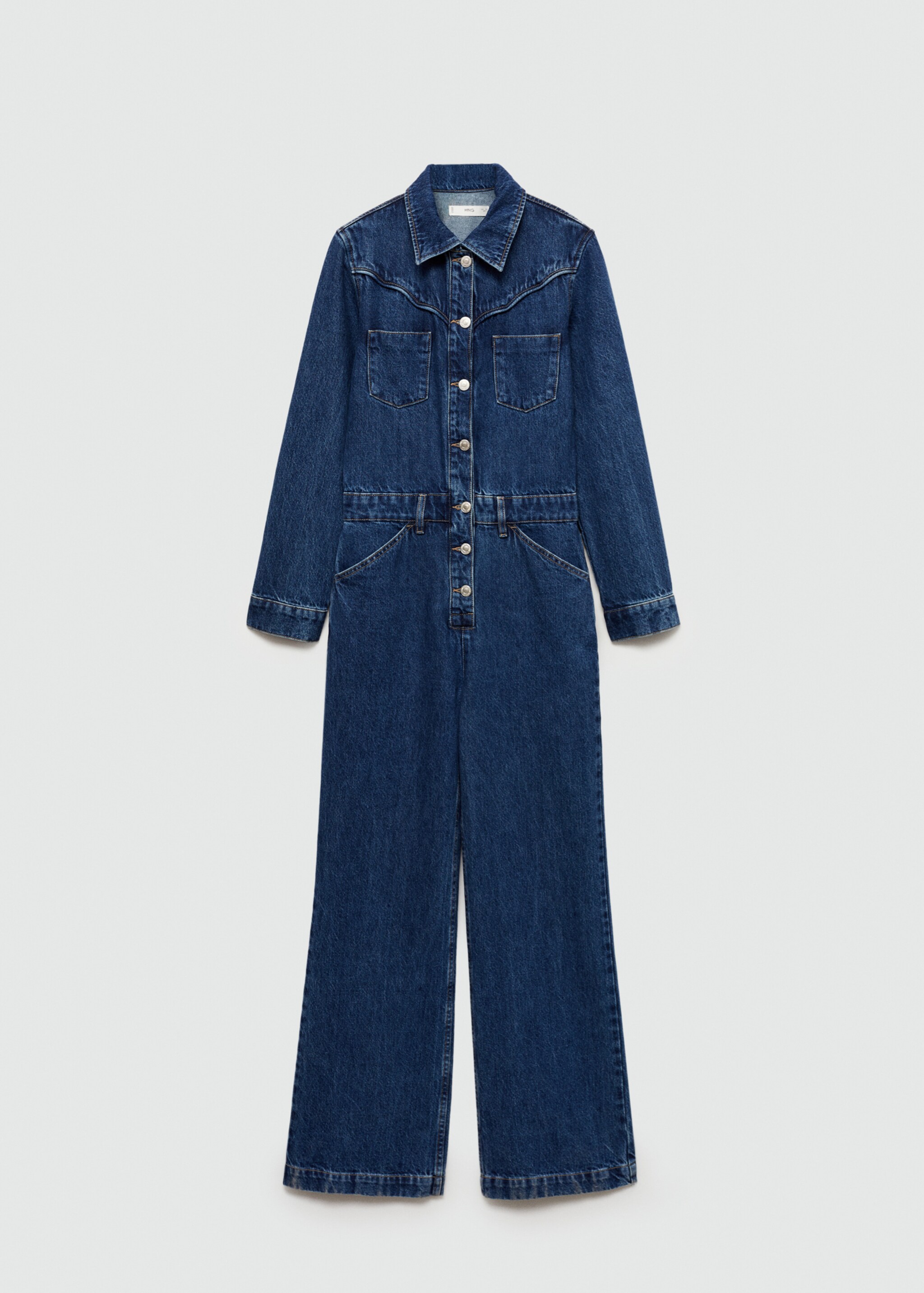 Combi-pantalon en jean - Article sans modèle, Bleu foncé. Ref: 77035668-00.