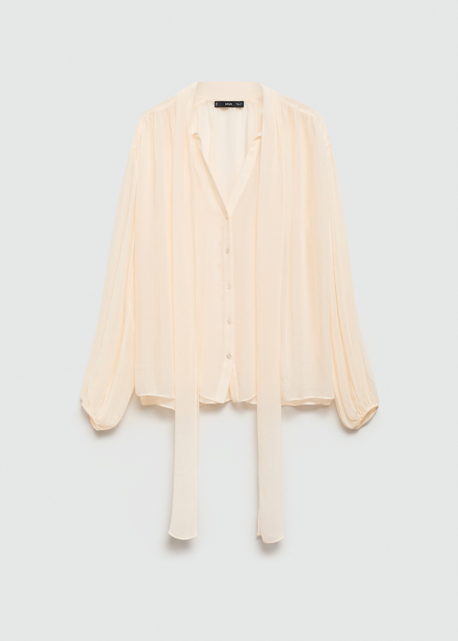 Blouse with puffed sleeves and bow - Article without model