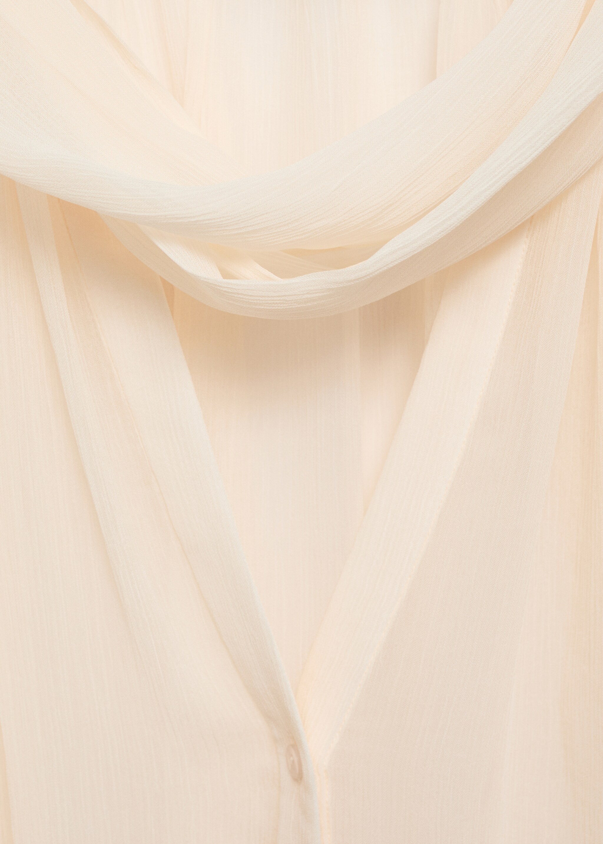 Blouse with puffed sleeves and bow - Details of the article 8, Off White. Ref: 77035672-00.