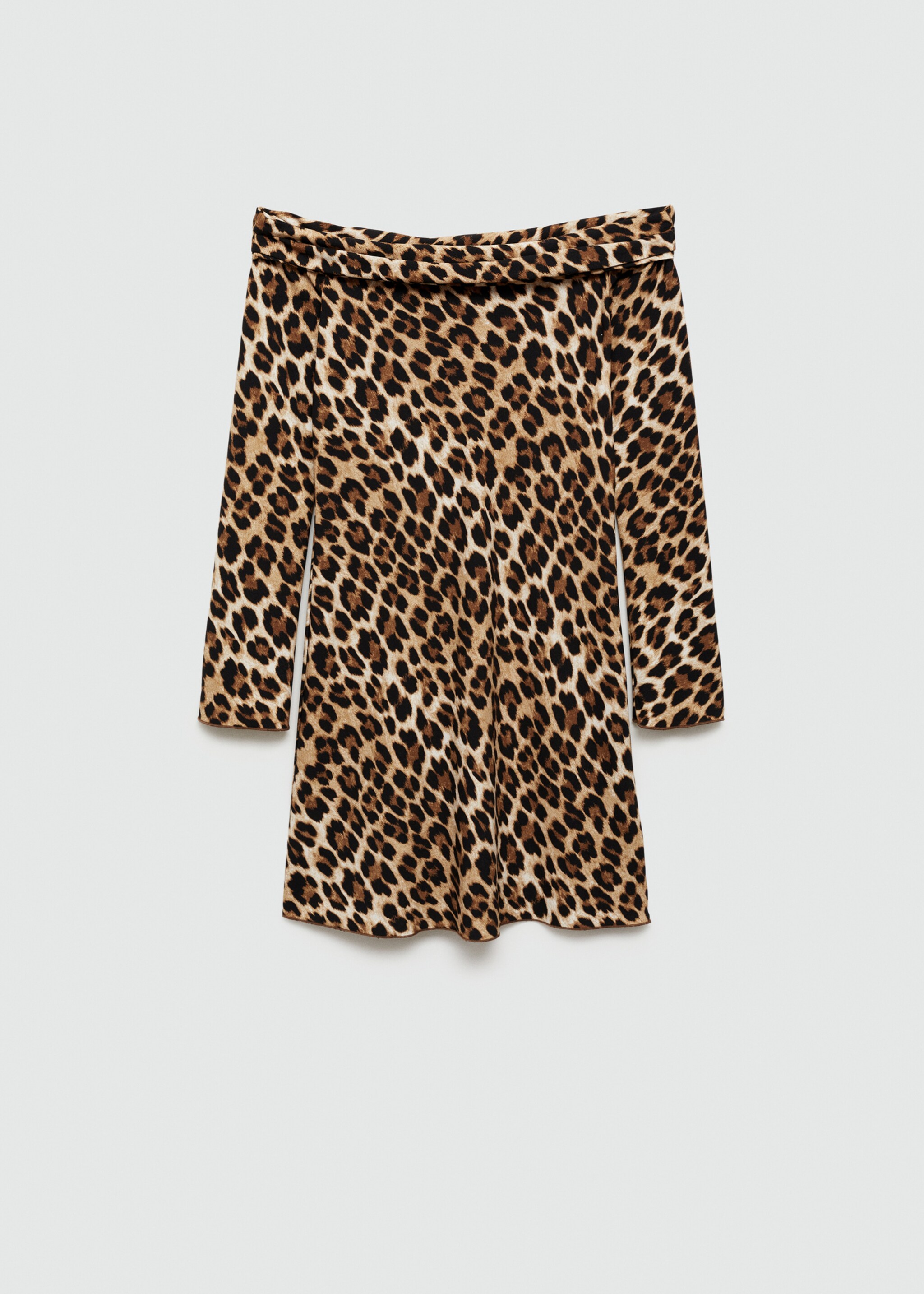 Leopard-print off-the-shoulder dress - Article without model, Brown. Ref: 77035673-00.