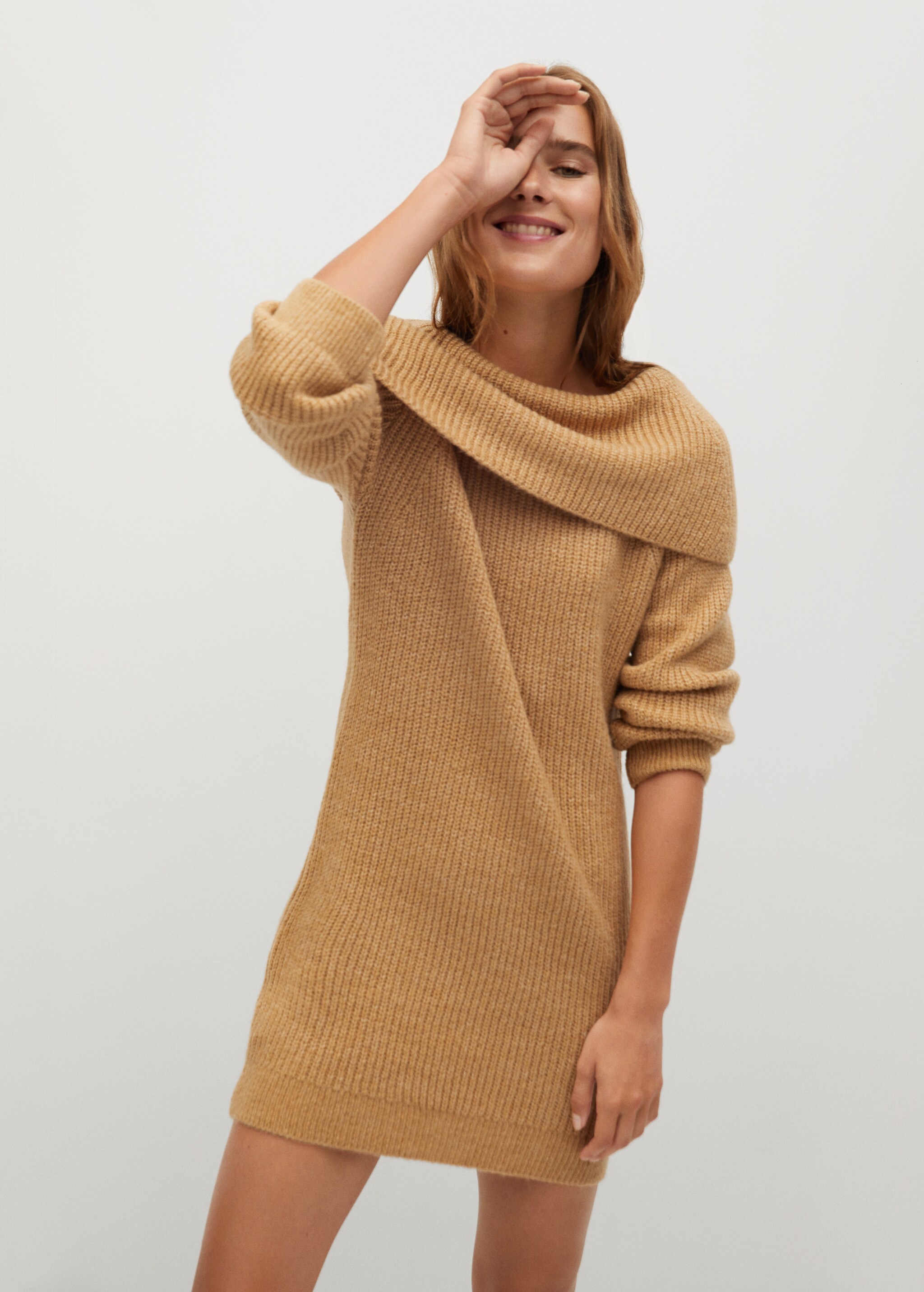 Boat-neck knitted dress - Medium plane