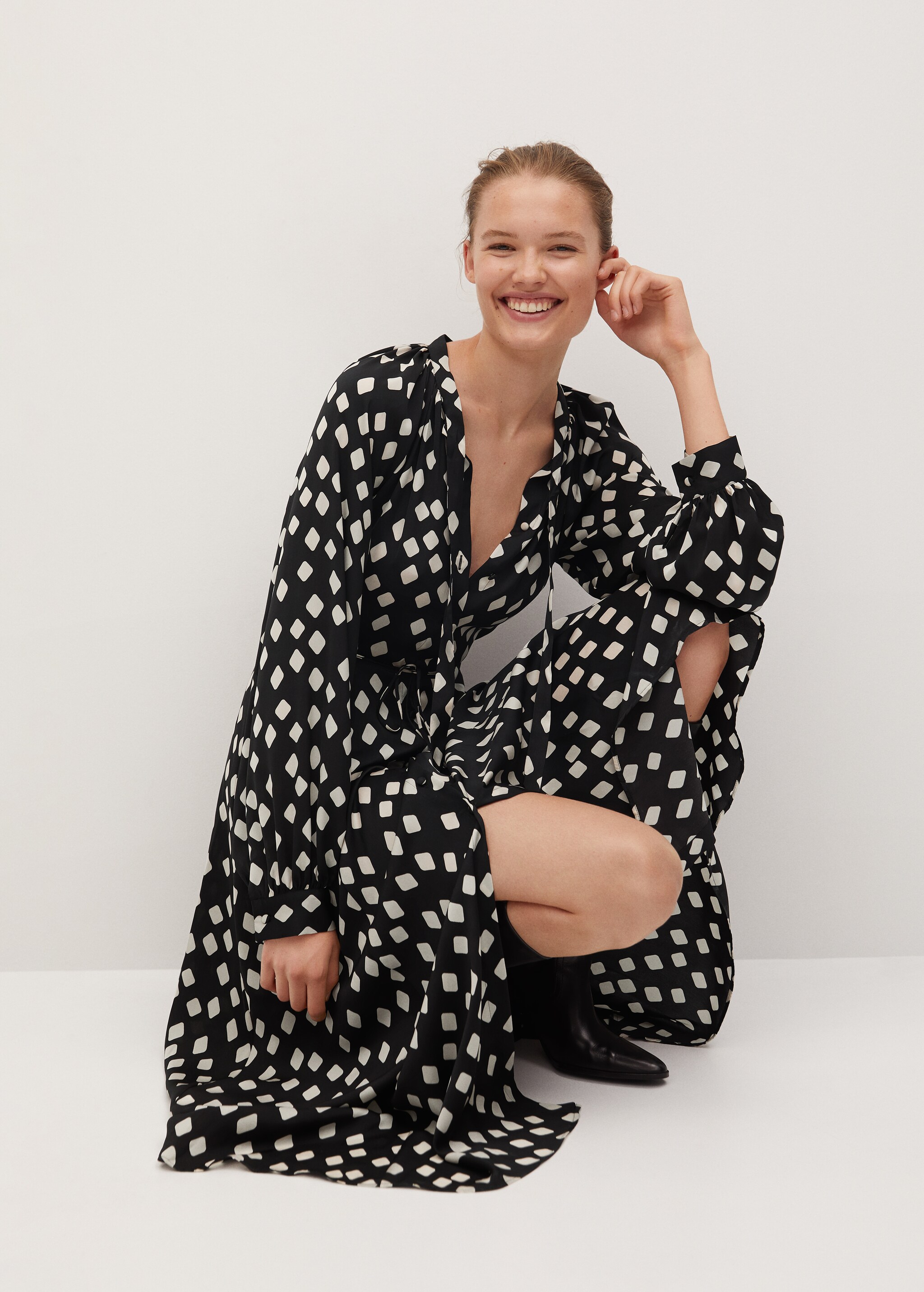 Vestido midi estampado geométrico - Detalle del artículo 2
