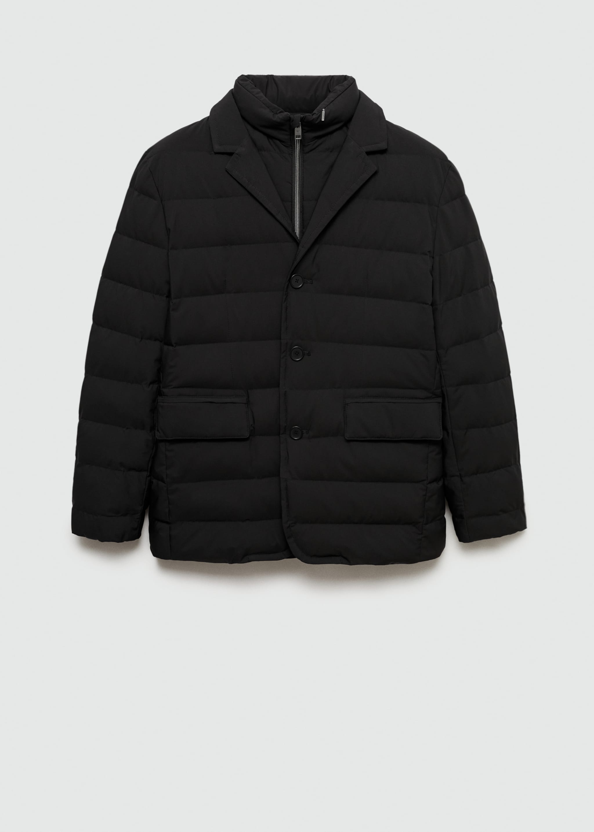 Water-repellent feather-filled jacket - Article without model, Black. Ref: 77035964-00.