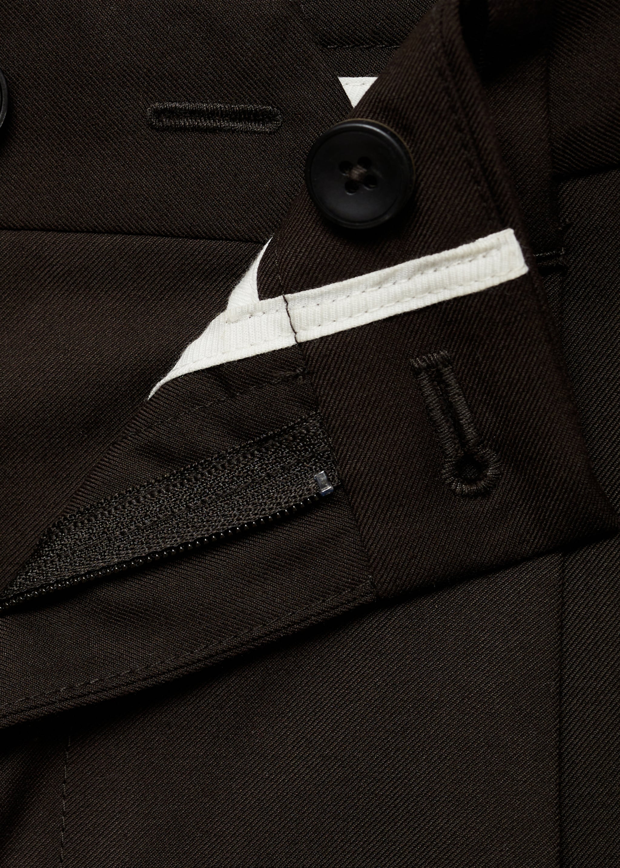 Regular-fit pleated trousers - Details of the article 8, Chocolate. Ref: 77035965-00.
