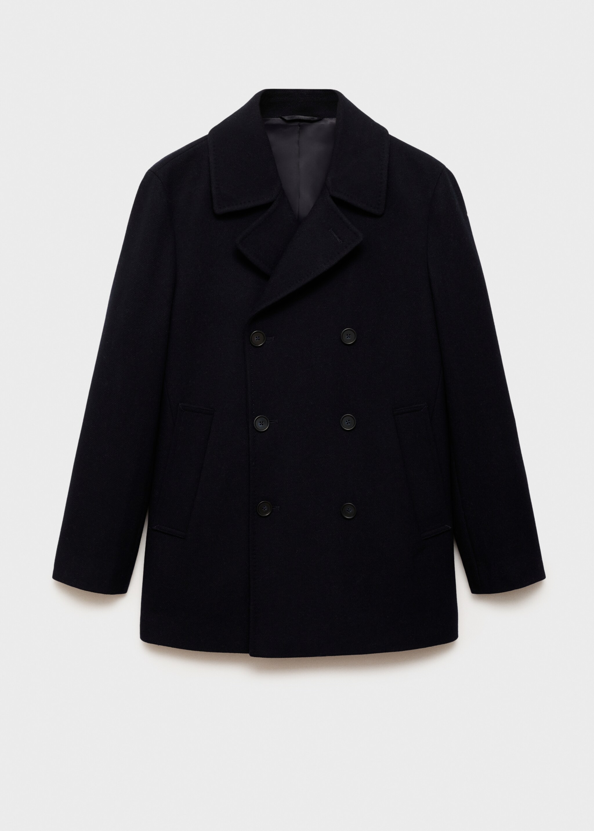 Manteau laine croisé boutons - Article sans modèle, Bleu marine foncé. Ref: 77035966-00.