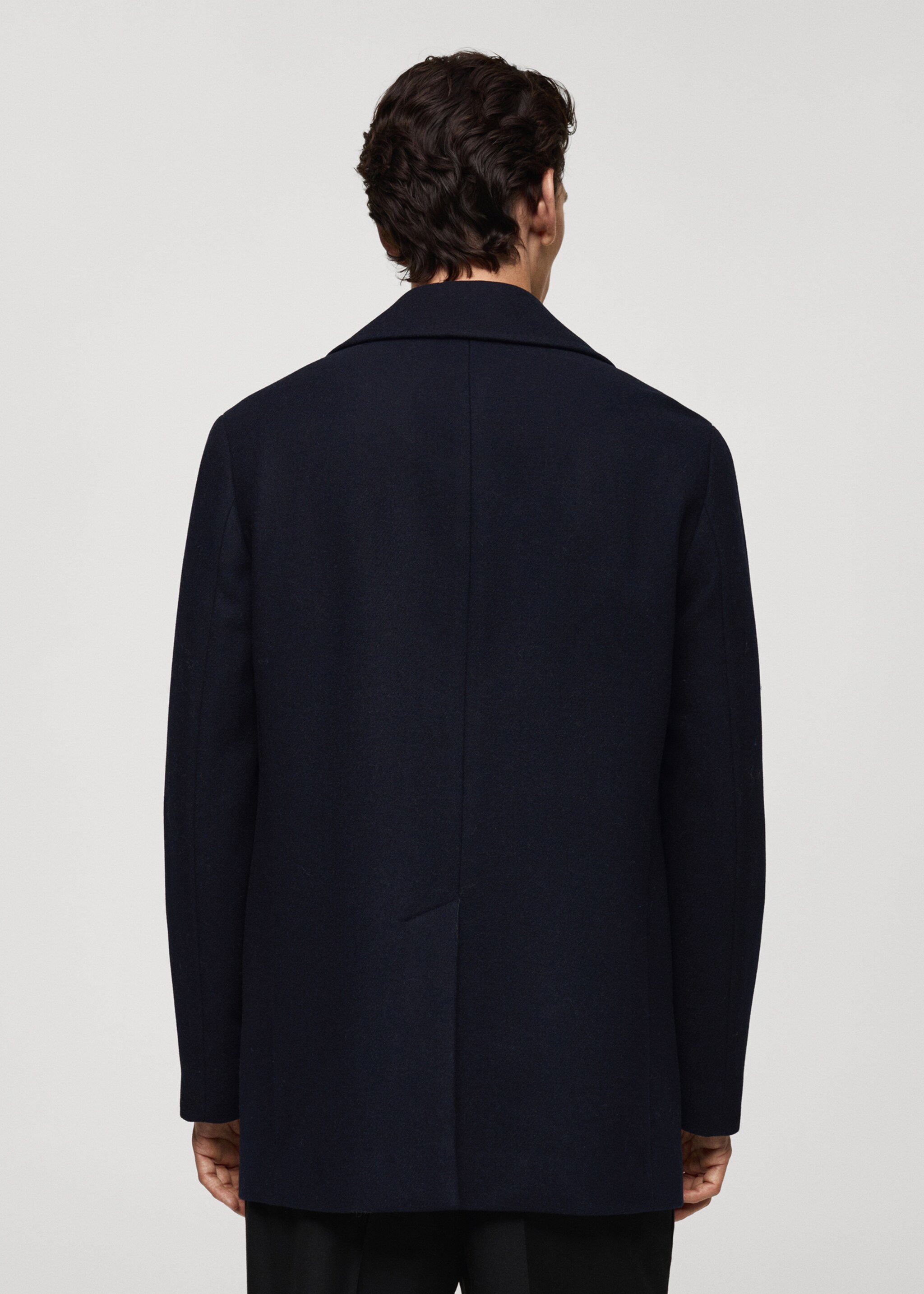 Manteau laine croisé boutons - Verso de l’article, Bleu marine foncé. Ref: 77035966-00.