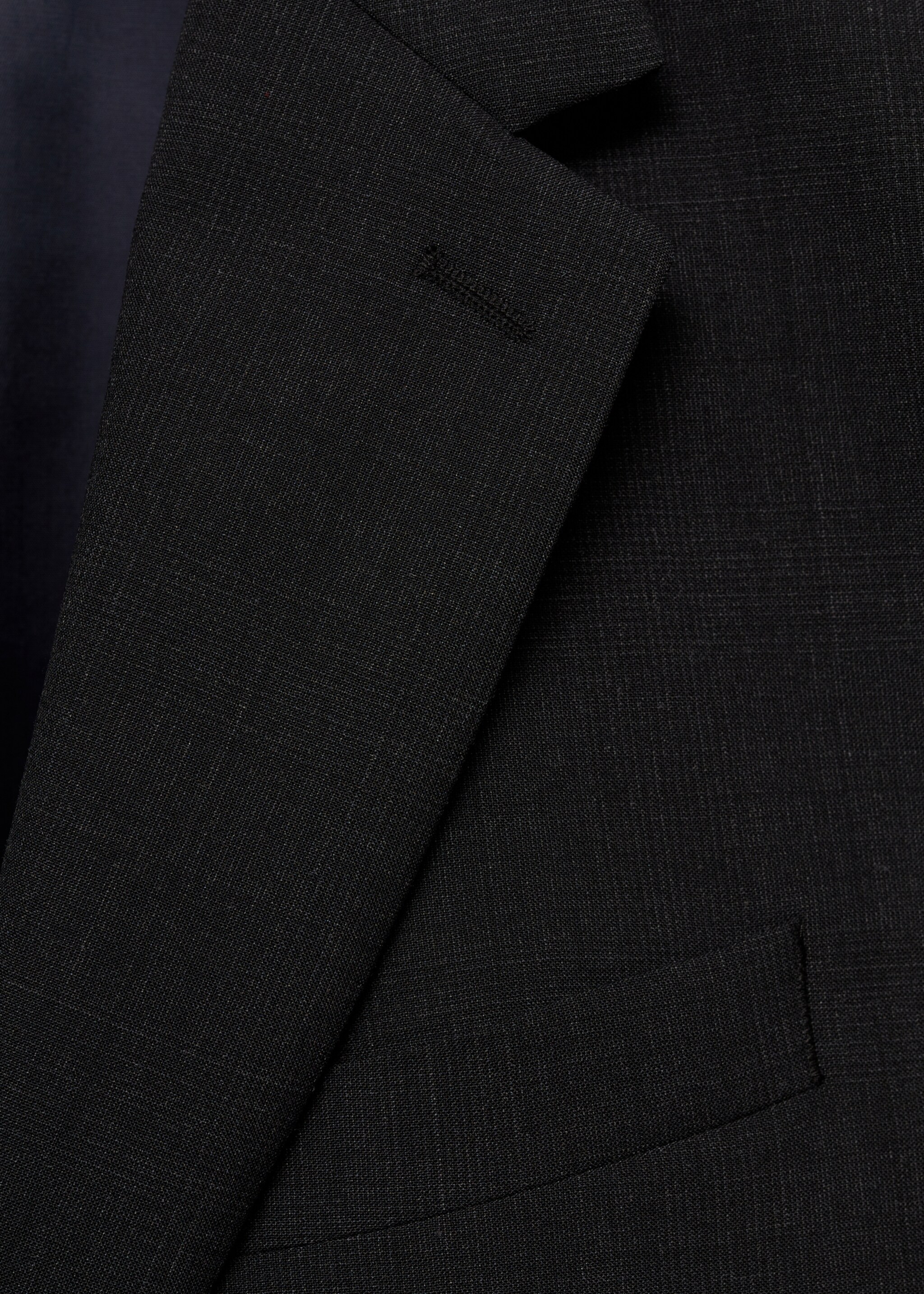 Slim-fit colbert 100% scheerwol - Detail van het artikel 8, Grijs. Ref: 77035970-00.