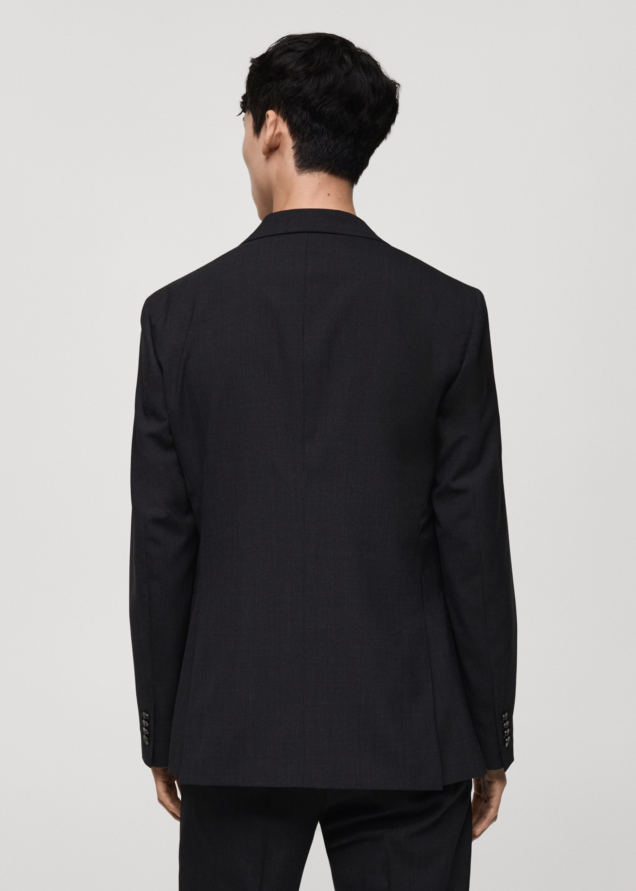 Slim-fit colbert 100% scheerwol - Achterkant van het artikel, Grijs. Ref: 77035970-00.