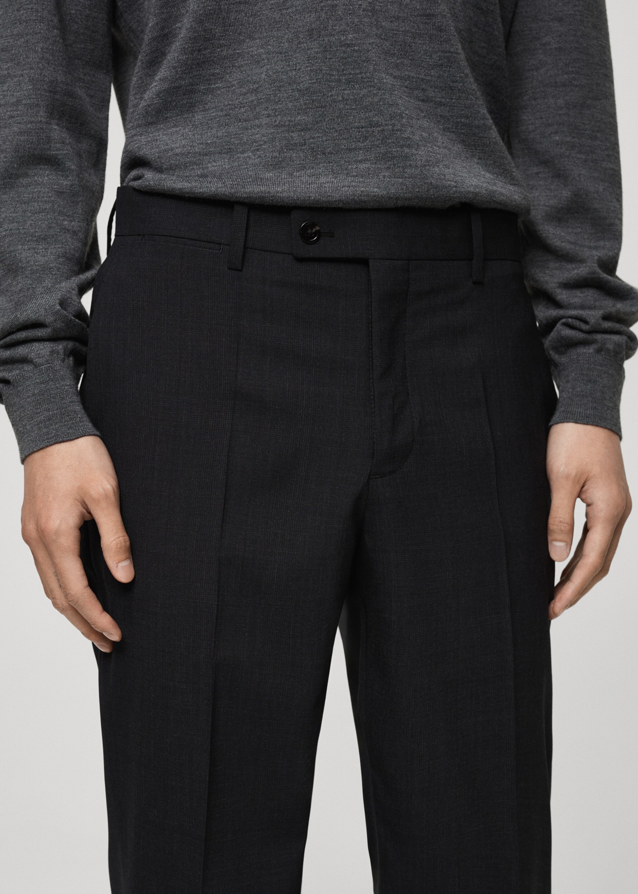 Pantaloni de costum slim fit din lână virgină 100 % - Detaliu al articolului 1, Gri. Ref: 77035971-00.