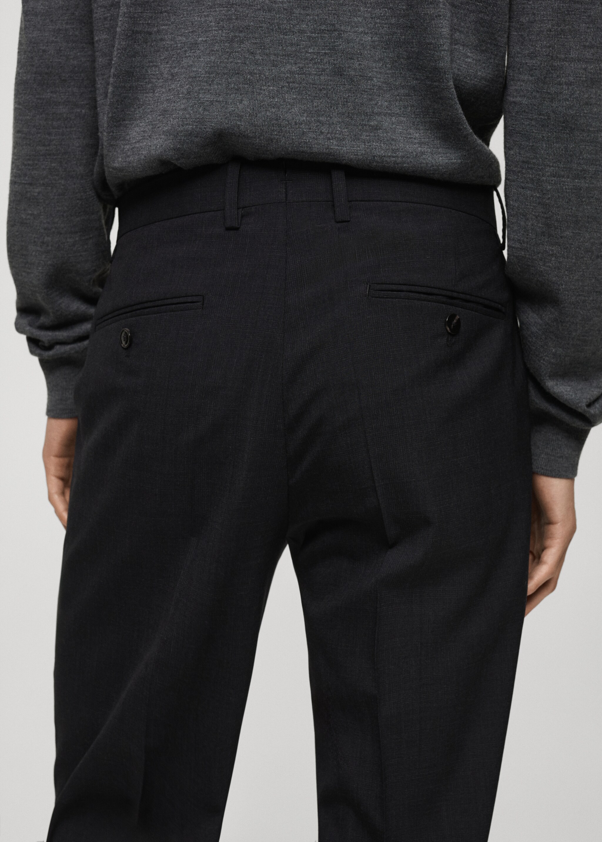 Pantaloni de costum slim fit din lână virgină 100 % - Detaliu al articolului 2, Gri. Ref: 77035971-00.